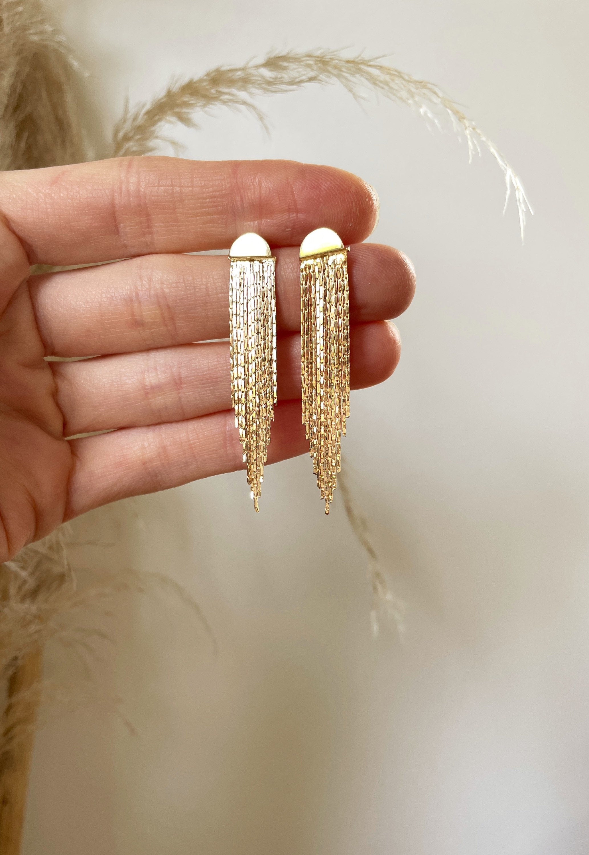 Tassel FRINGE EARRINGS /star earrings/ fringe ear jackets/ tassel earrings/ dangle earrings/ boho earrings/chain earrings / cloud earrings