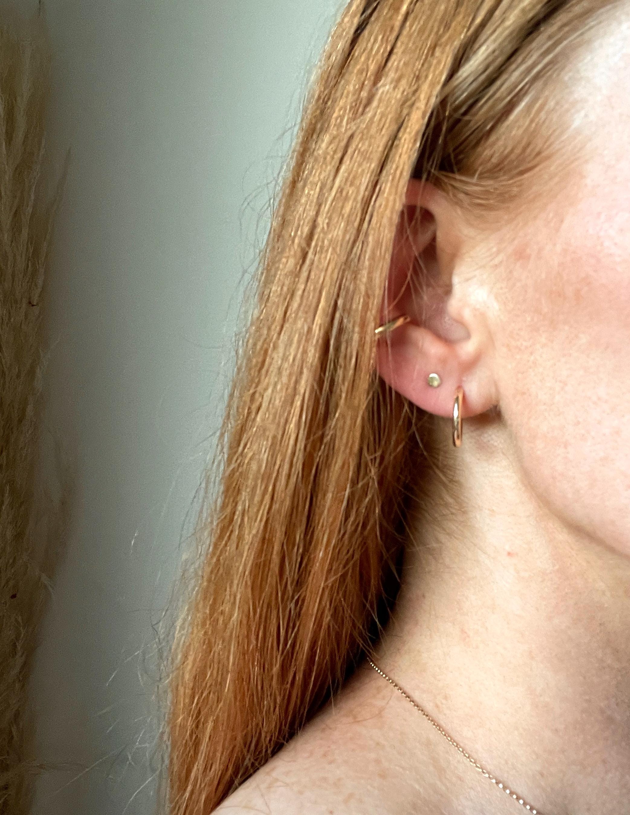 14k gold fill HOOP CHARMS/ hoop charm earrings / gold hoops/ gold disc earrings/ gold circle earrings/ minimalist earrings/ dainty earrings