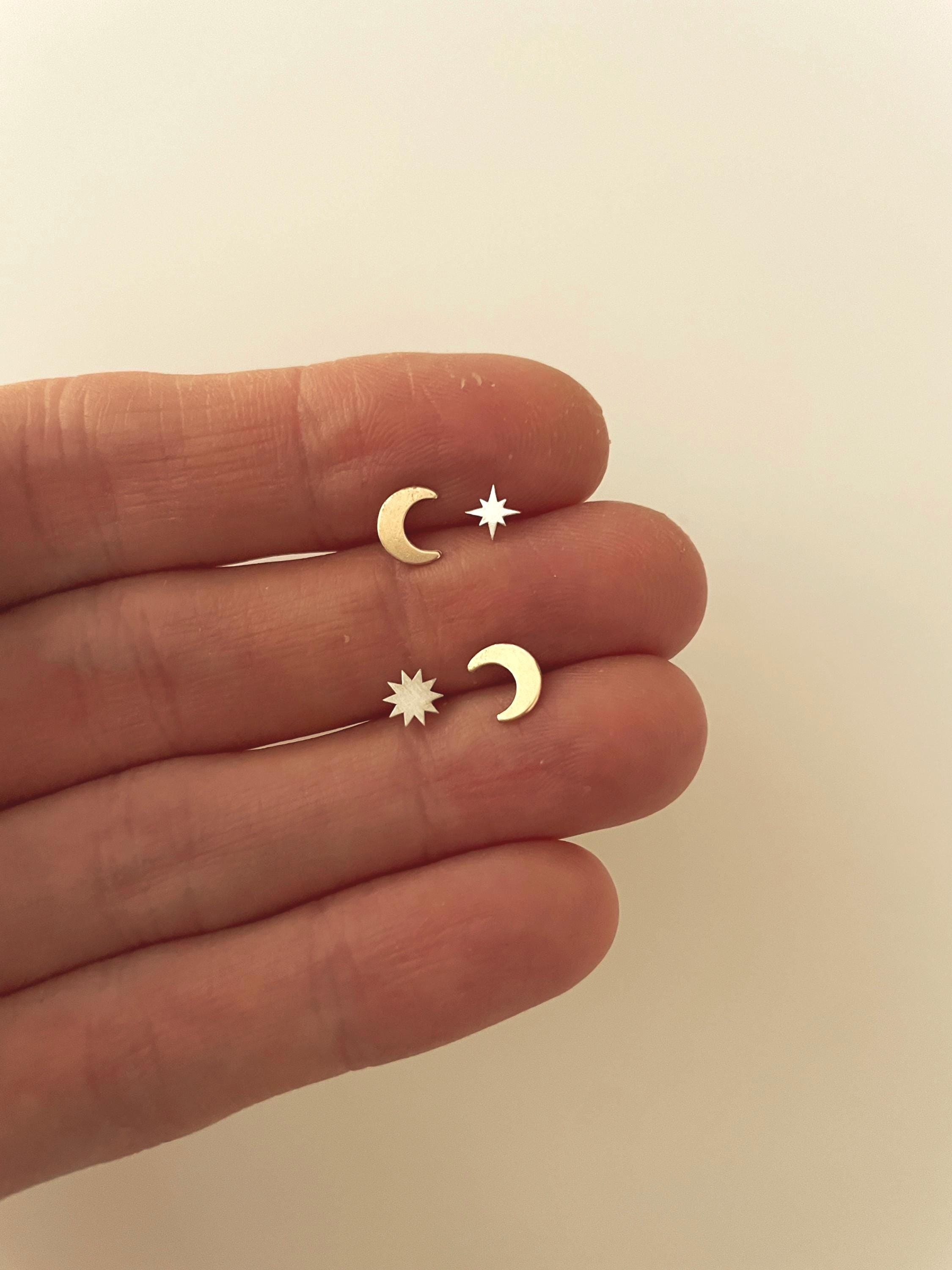 14k GOLD fill STAR STUDS/ tiny sterling silver star earrings/ gold star earrings/ starburst earrings/ dainty studs/ minimalist studs