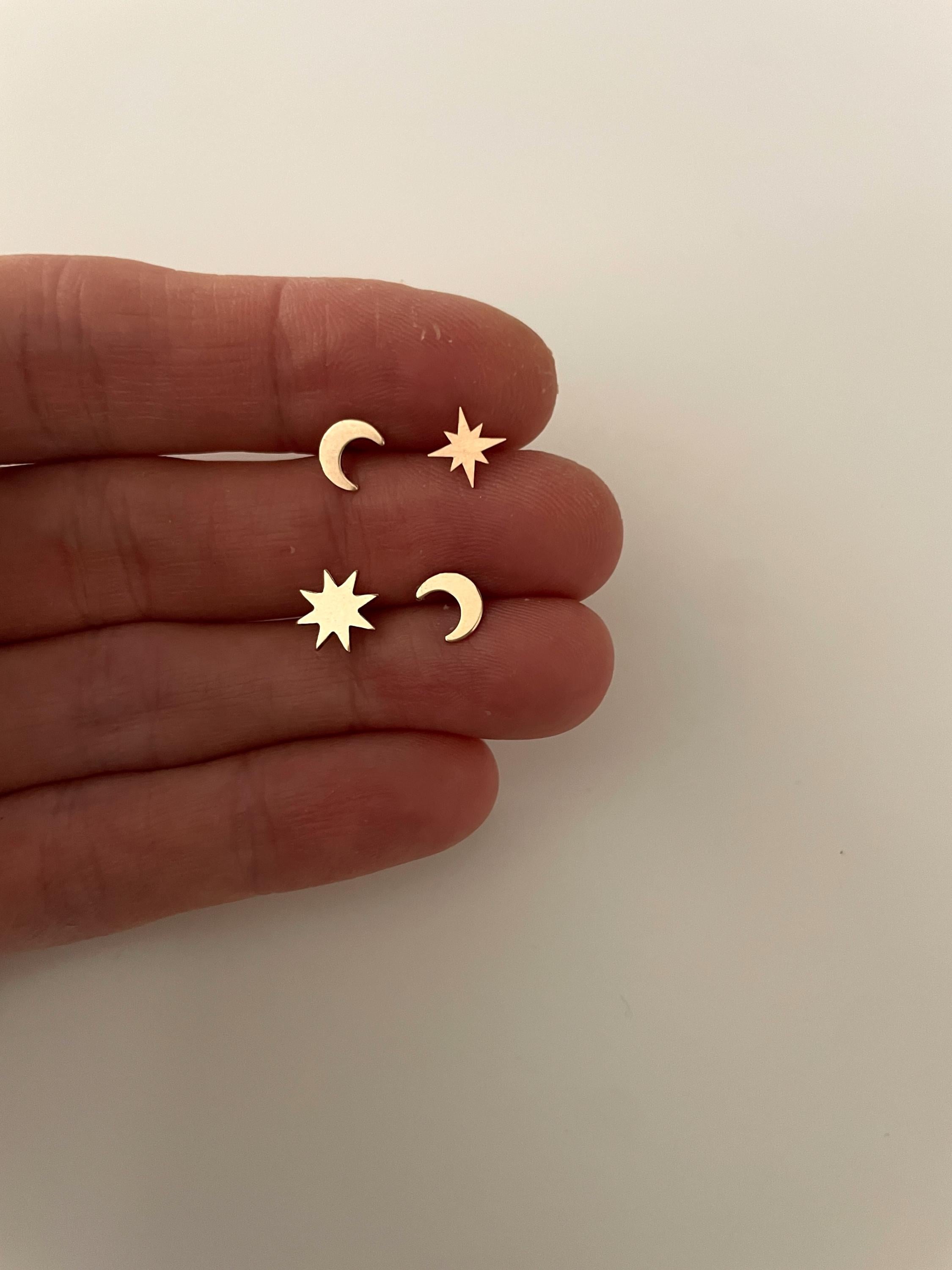 Cera 14k GOLD fill crescent MOON STUDS/moon earrings/ simple studs/celestial earrings/ gold fill earrings/ hypoallergenic earrings