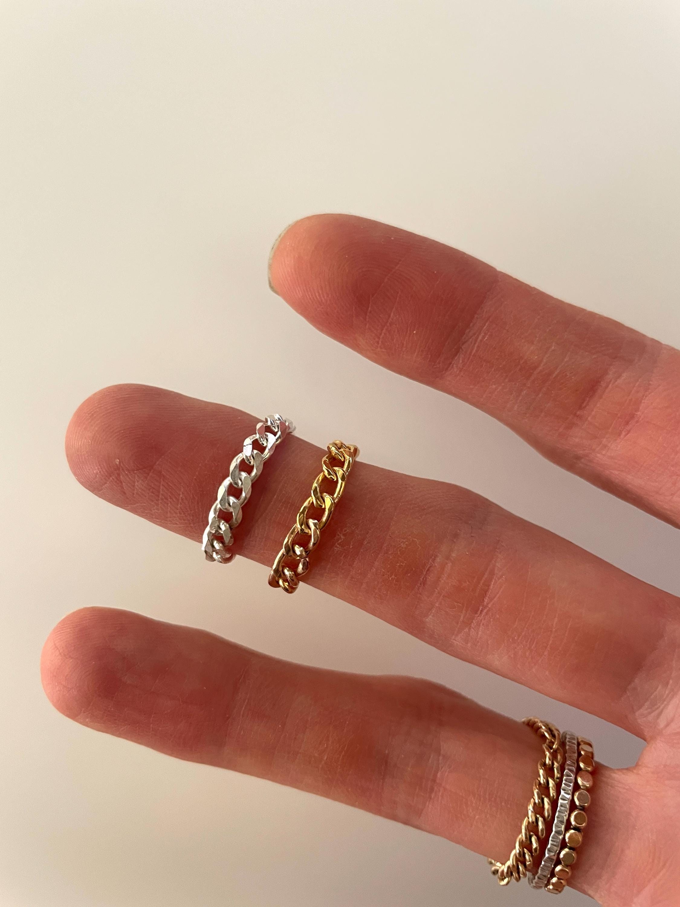 Ren 14k GOLD Fill chunky curb CHAIN RING /sterling silver chain ring/ gold fill stacking ring/ gold statement ring/ chunky stacking ring