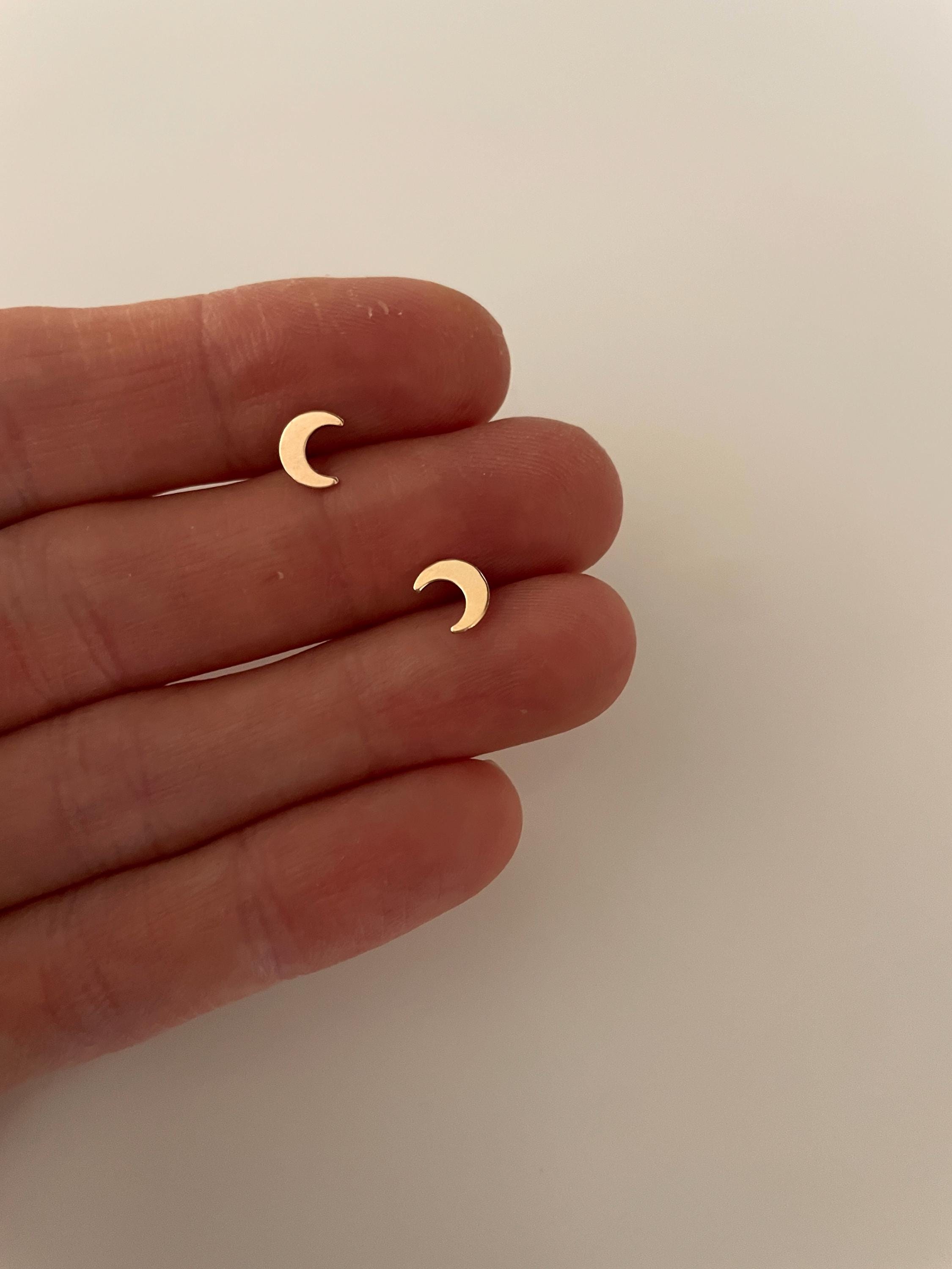 Cera 14k GOLD fill crescent MOON STUDS/moon earrings/ simple studs/celestial earrings/ gold fill earrings/ hypoallergenic earrings