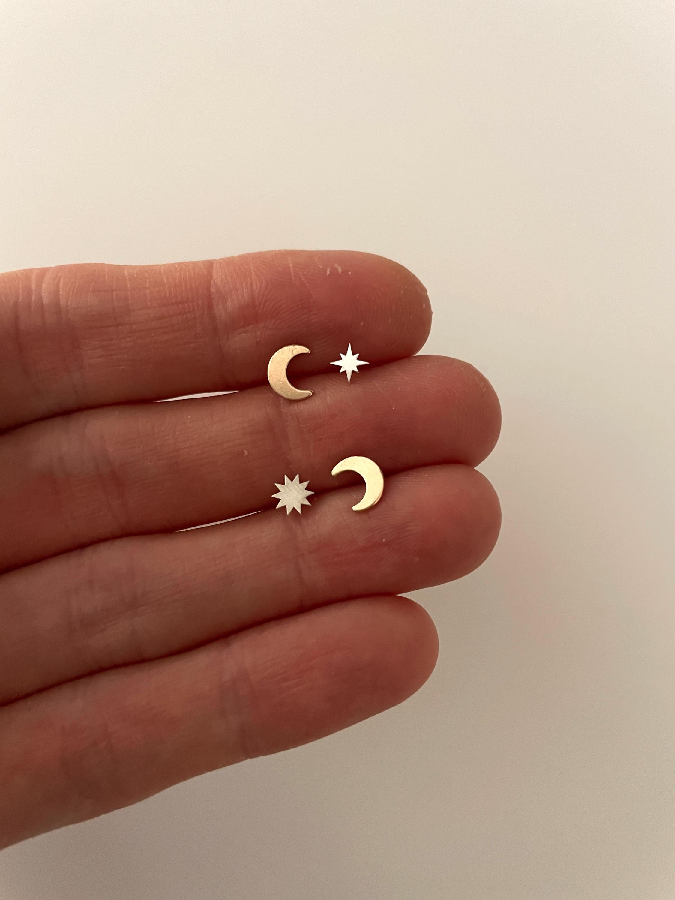 Cera 14k GOLD fill crescent MOON STUDS/moon earrings/ simple studs/celestial earrings/ gold fill earrings/ hypoallergenic earrings