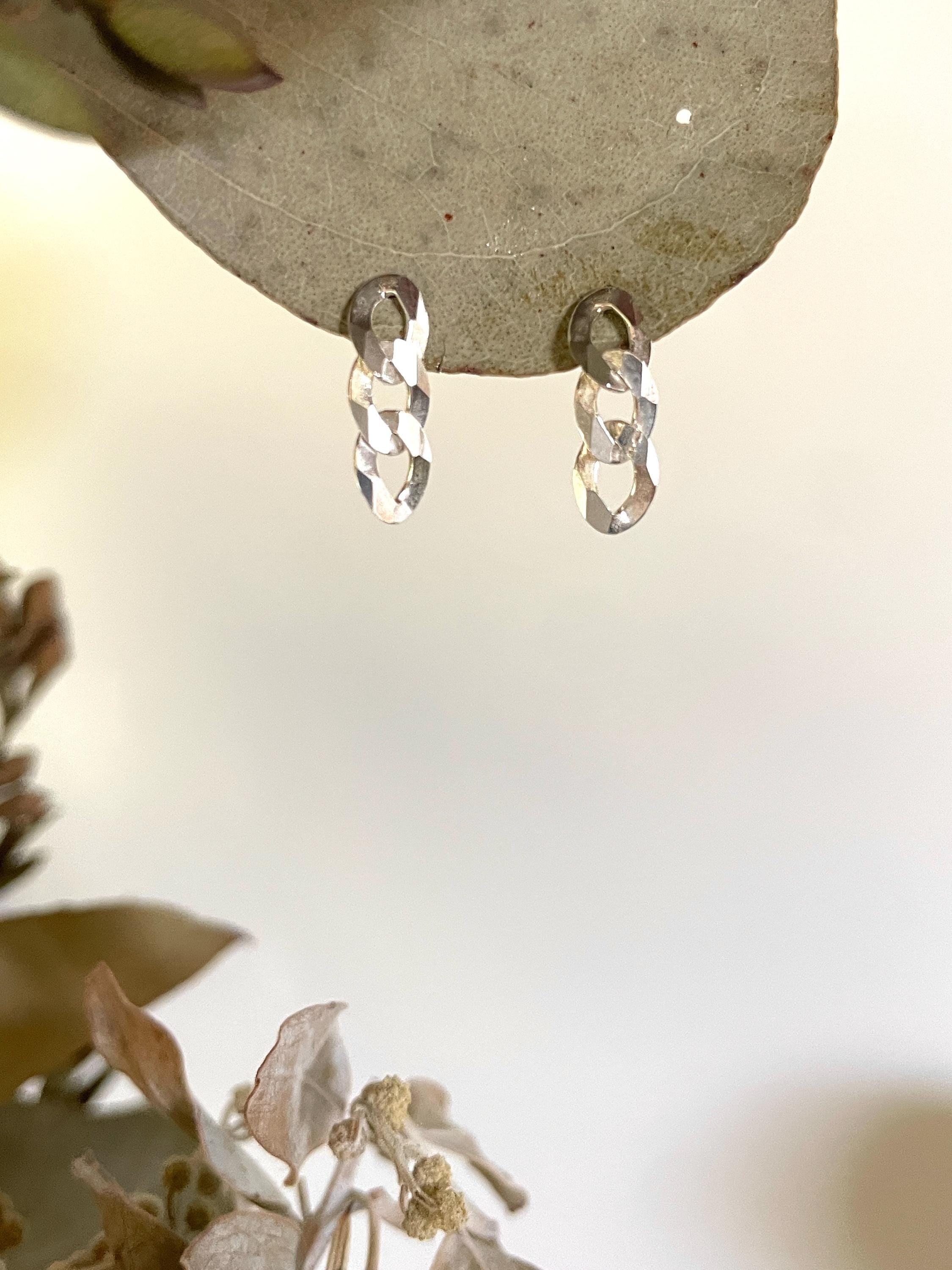 Sterling SILVER CHAIN EARRINGS /curb chain earrings/ silver chain studs/ gold chain earrings/ simple earrings/ statement studs/chain studs