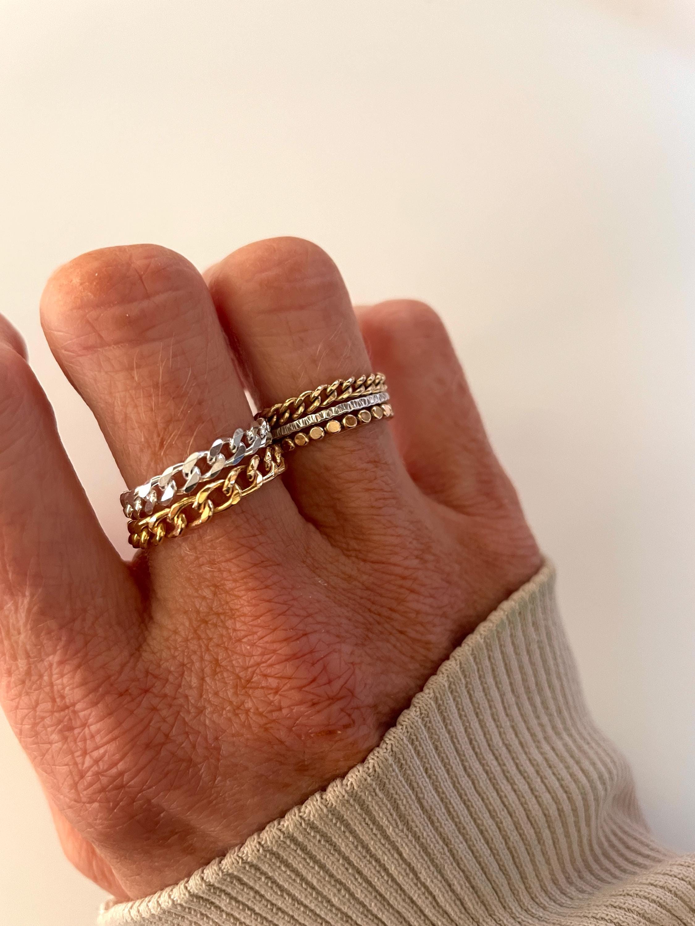 Ren 14k GOLD Fill chunky curb CHAIN RING /sterling silver chain ring/ gold fill stacking ring/ gold statement ring/ chunky stacking ring