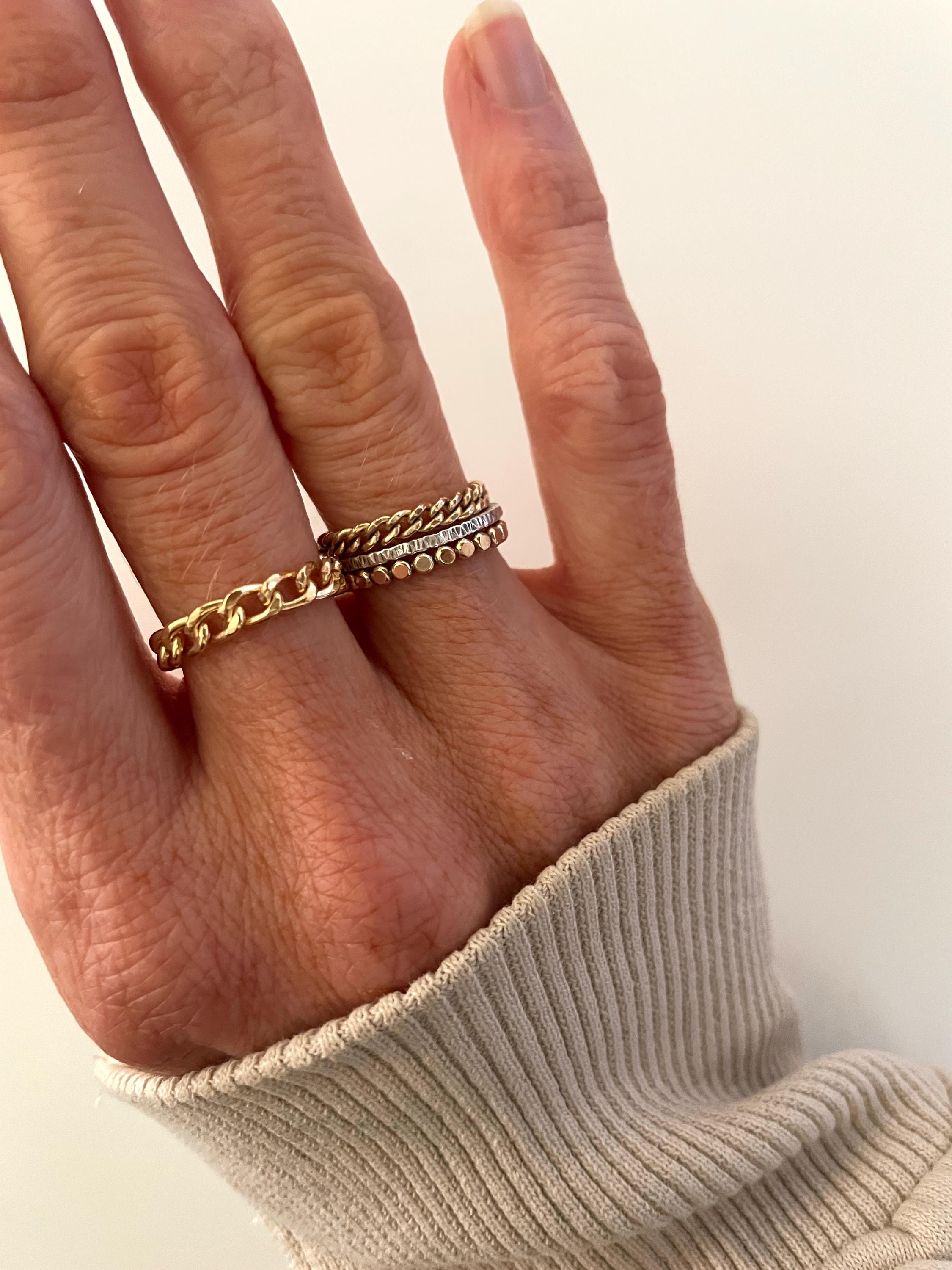 Ren 14k GOLD Fill chunky curb CHAIN RING /sterling silver chain ring/ gold fill stacking ring/ gold statement ring/ chunky stacking ring