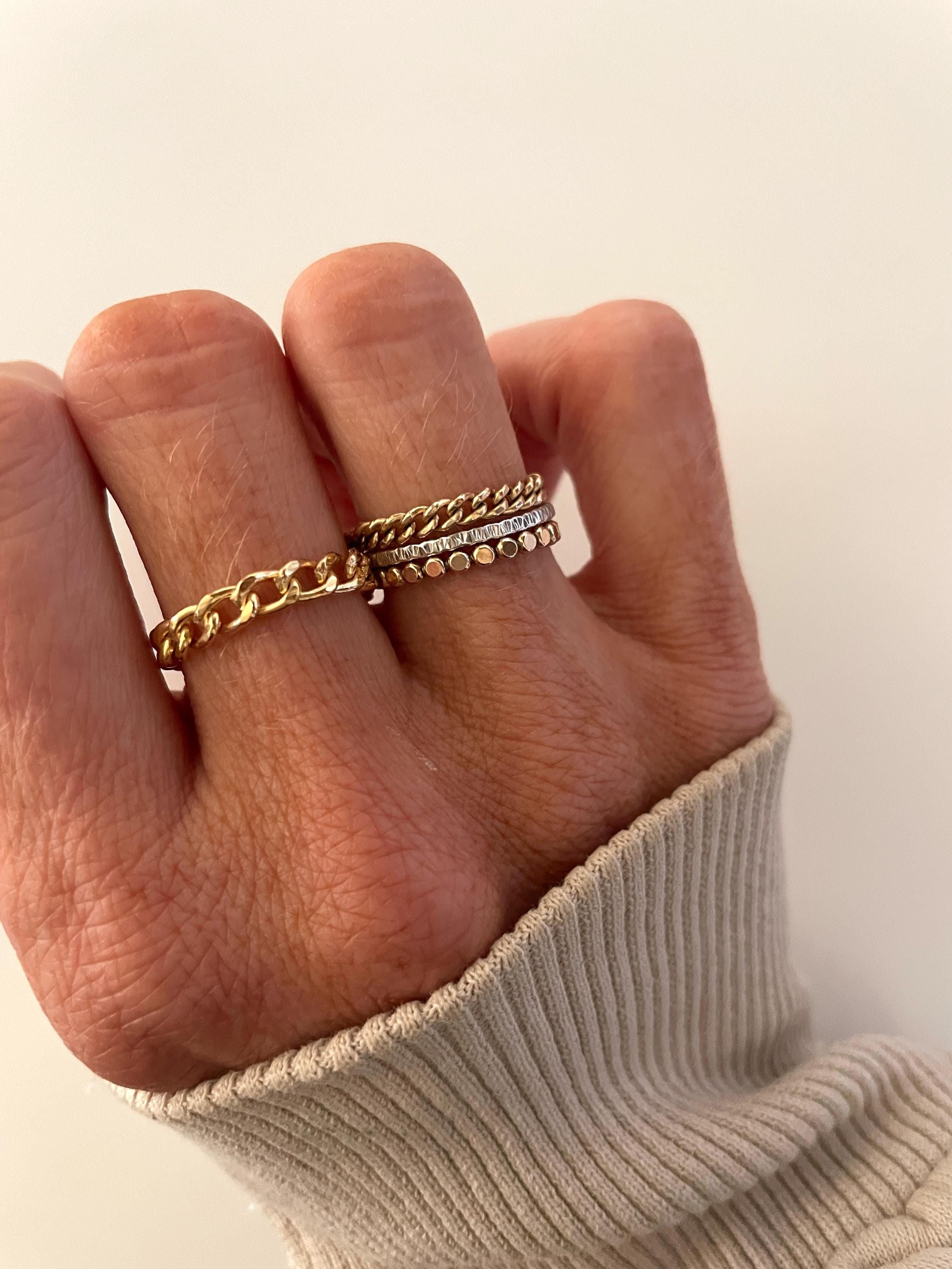 Ren 14k GOLD Fill chunky curb CHAIN RING /sterling silver chain ring/ gold fill stacking ring/ gold statement ring/ chunky stacking ring