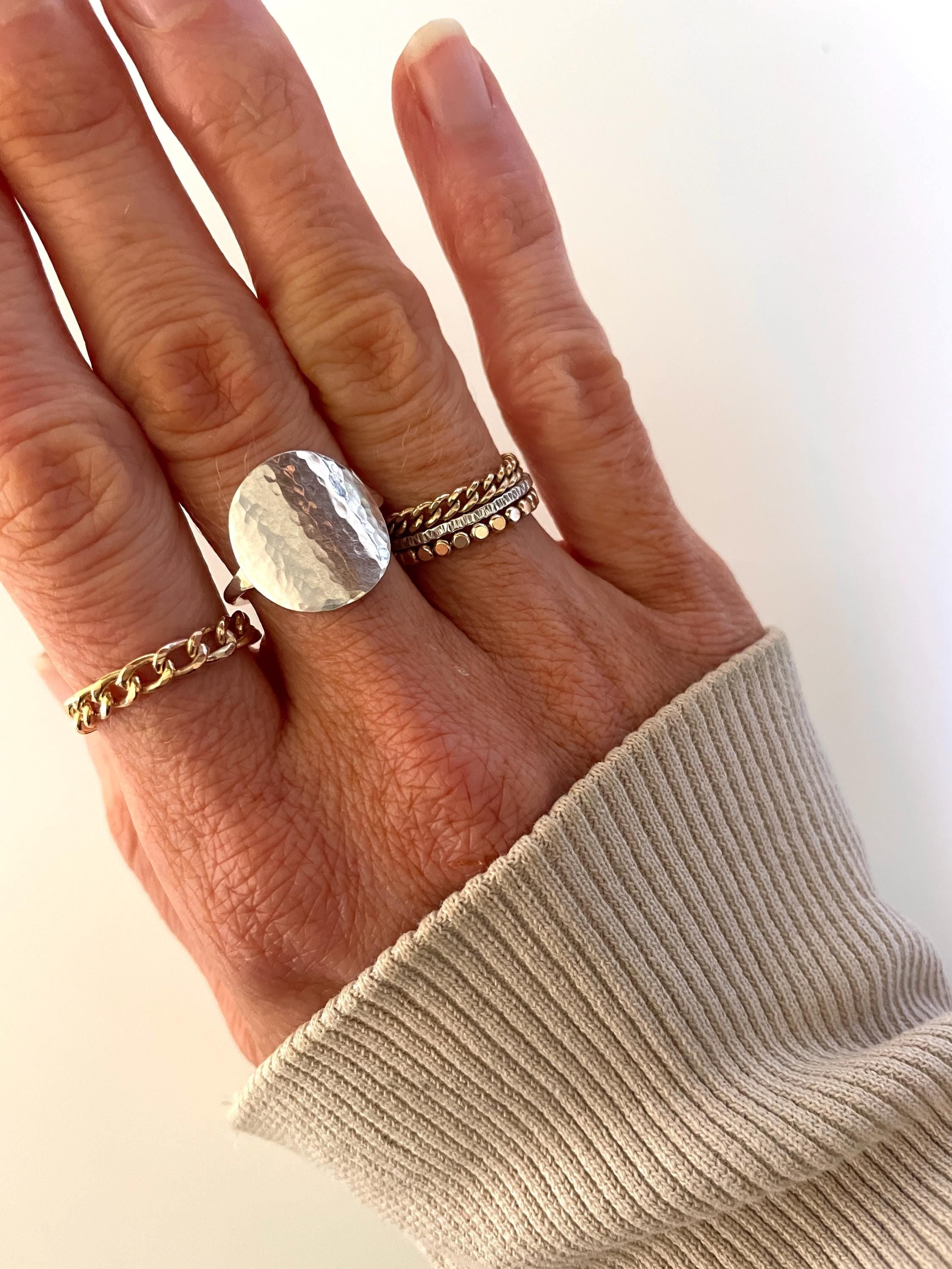 Ren 14k GOLD Fill chunky curb CHAIN RING /sterling silver chain ring/ gold fill stacking ring/ gold statement ring/ chunky stacking ring