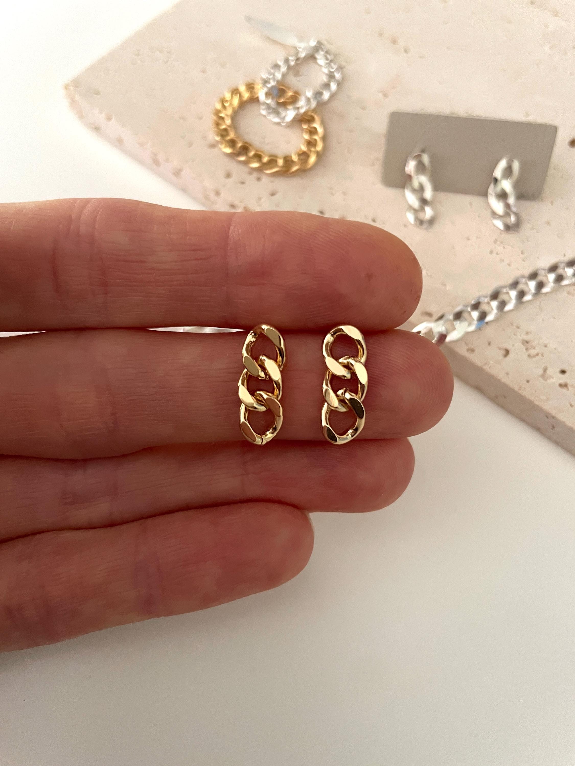 Chunky CURB CHAIN EARRINGS /gold chain earrings/ gold chain studs/ curb chain studs/ statement earrings/ statement studs/ gold link earrings