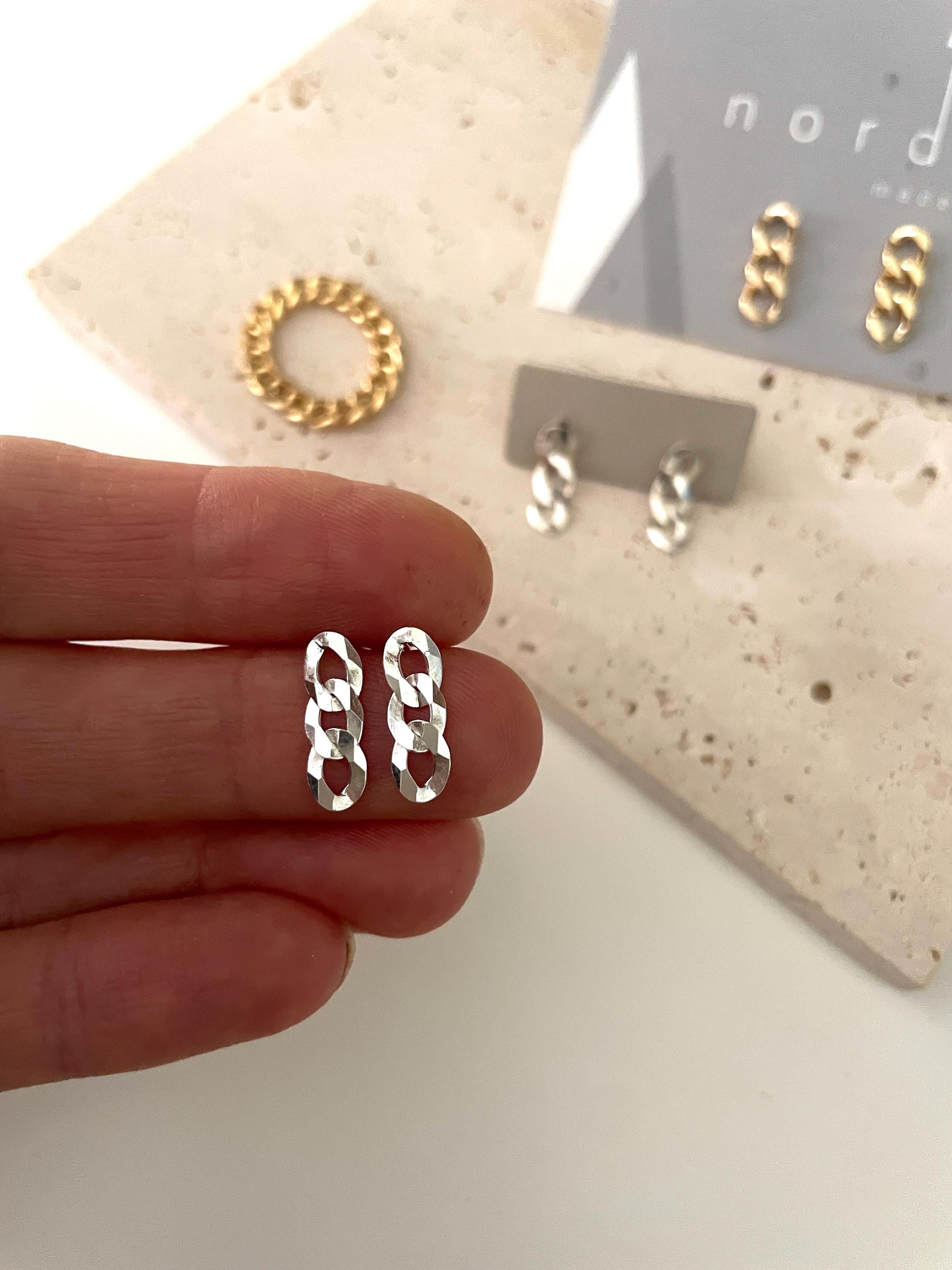 14K gold fill CURB CHAIN EARRINGS/ sterling silver chain earrings/gold chain studs/ silver chain studs/ gold statement chain earrings