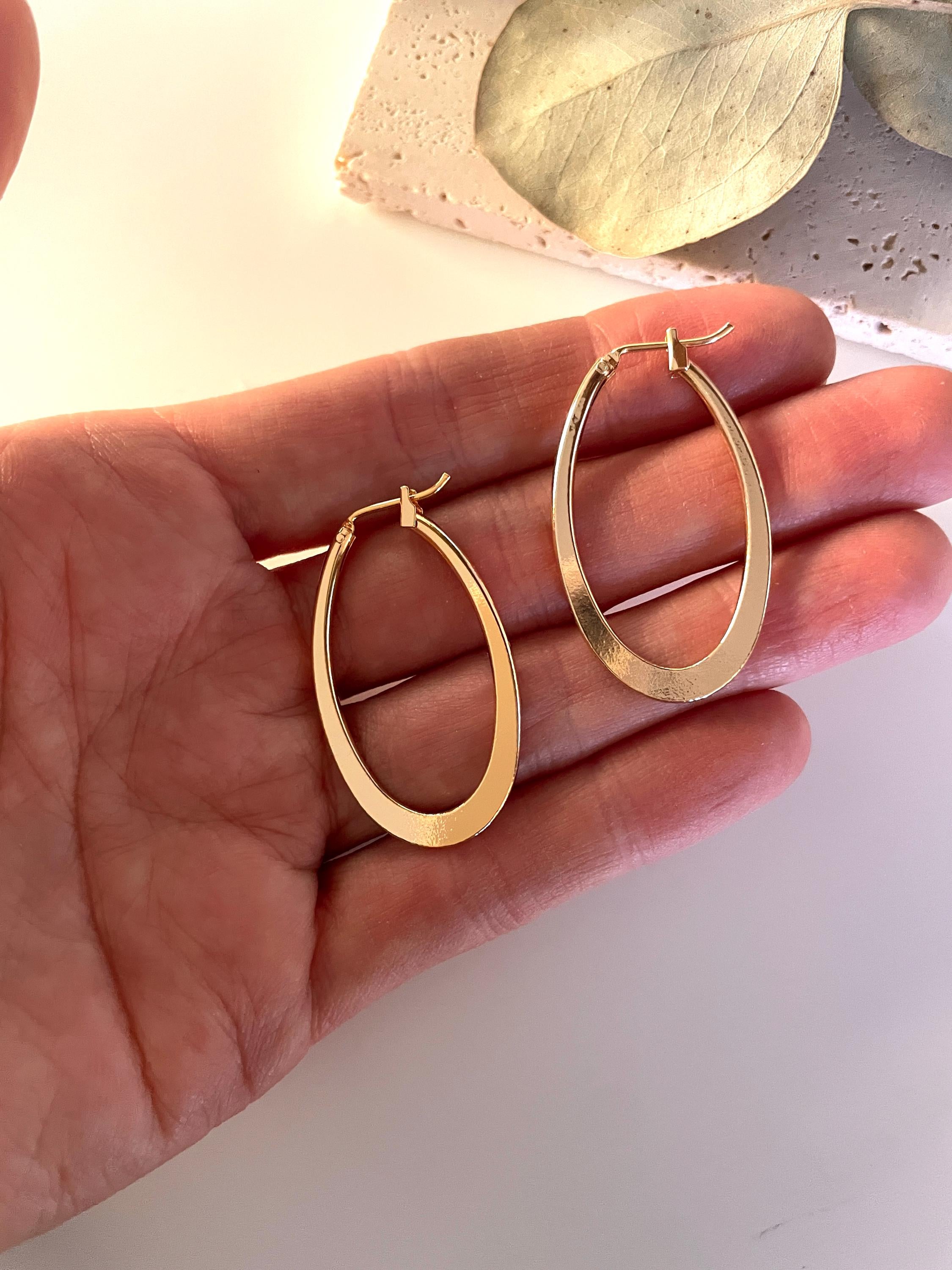 Large OVAL HOOP EARRINGS / gold oval hoops/ large gold hoops/ modern hoop earrings/statement hoops/ modern hoops/ gold hoops/ gold earrings
