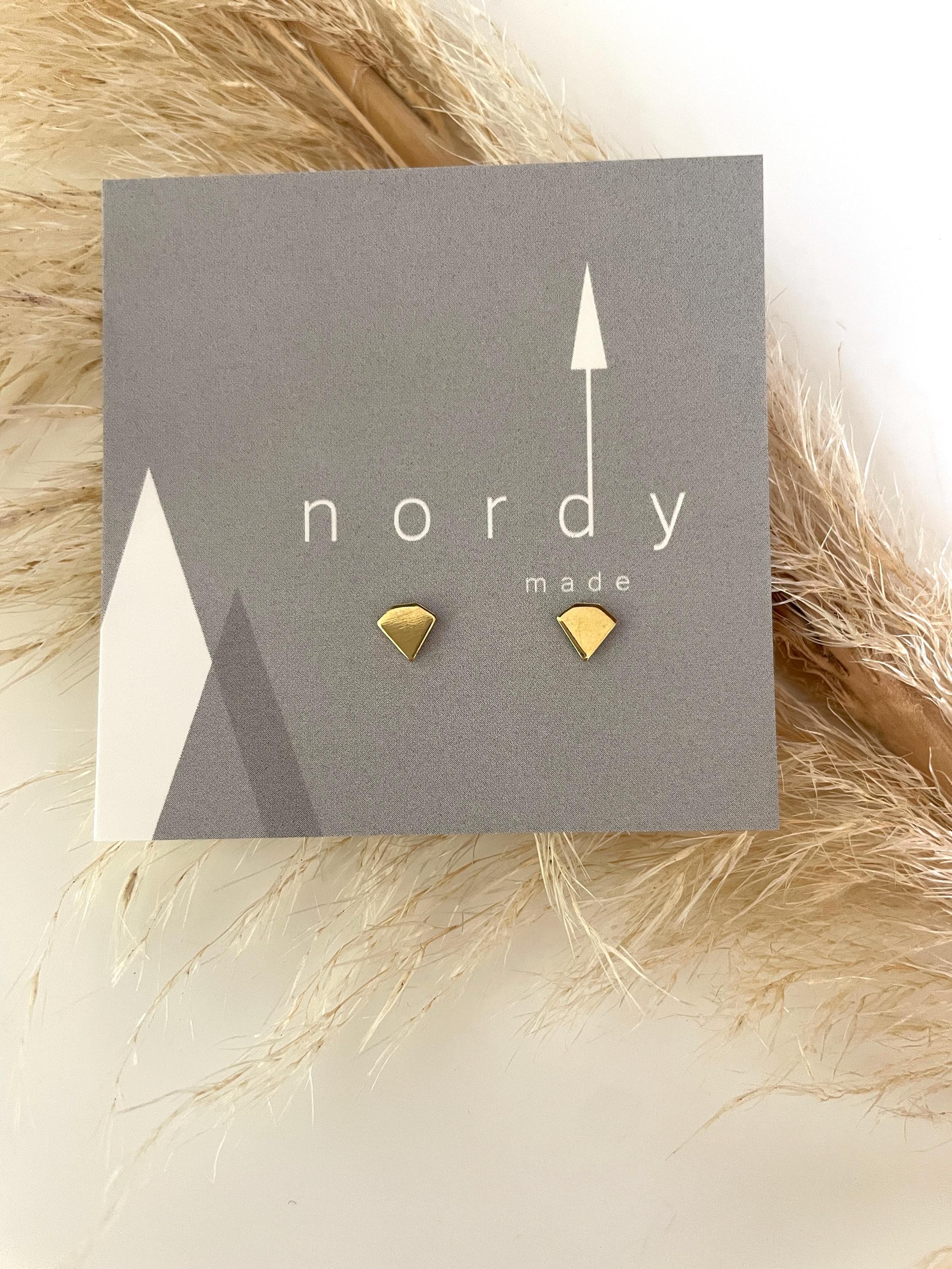 GEM DIAMOND STUDS/ minimalist studs /simple studs/simple earrings/diamond earrings /modern earrings/gold stud earrings/ geometric studs