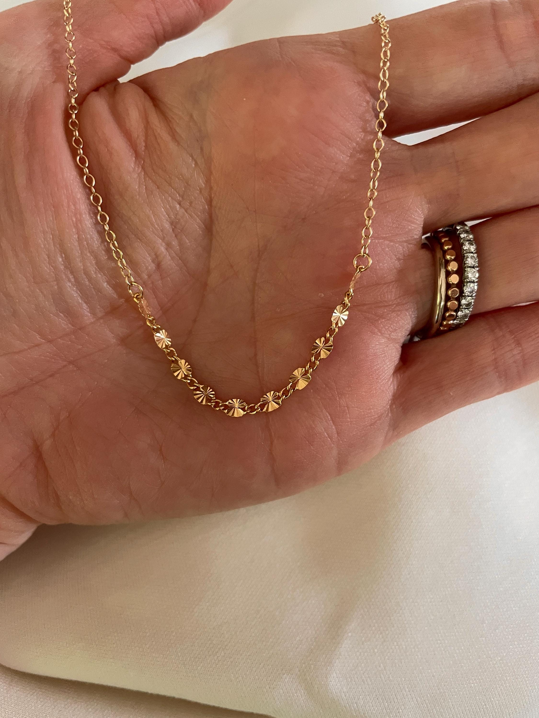 14K gold fill Dapped STARBURST CHAIN NECKLACE, Mixed chain sequins necklace, Choker, Dainty layering necklace, Gold minimalist necklace