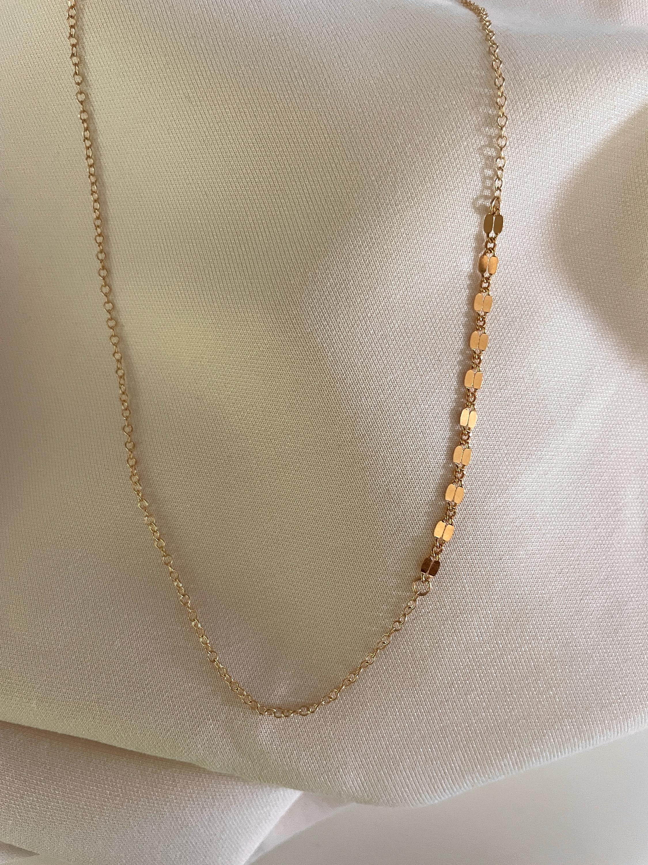 14K gold fill Dapped STARBURST CHAIN NECKLACE, Mixed chain sequins necklace, Choker, Dainty layering necklace, Gold minimalist necklace