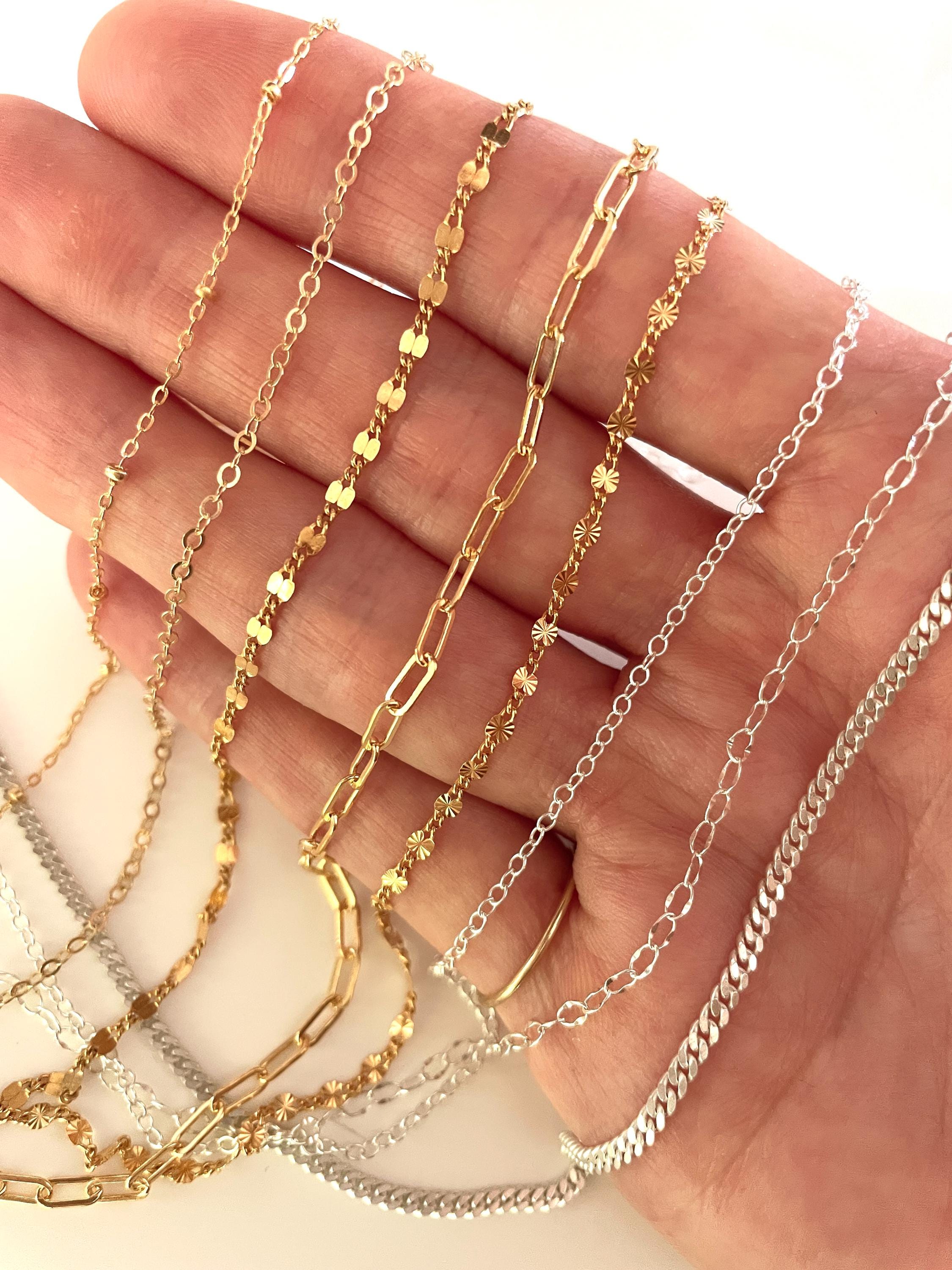 14K GOLD FILL NECKLACE chain, paperclip necklace, Choker, Layering Necklace, Sterling silver curb chain, Minimalist necklace