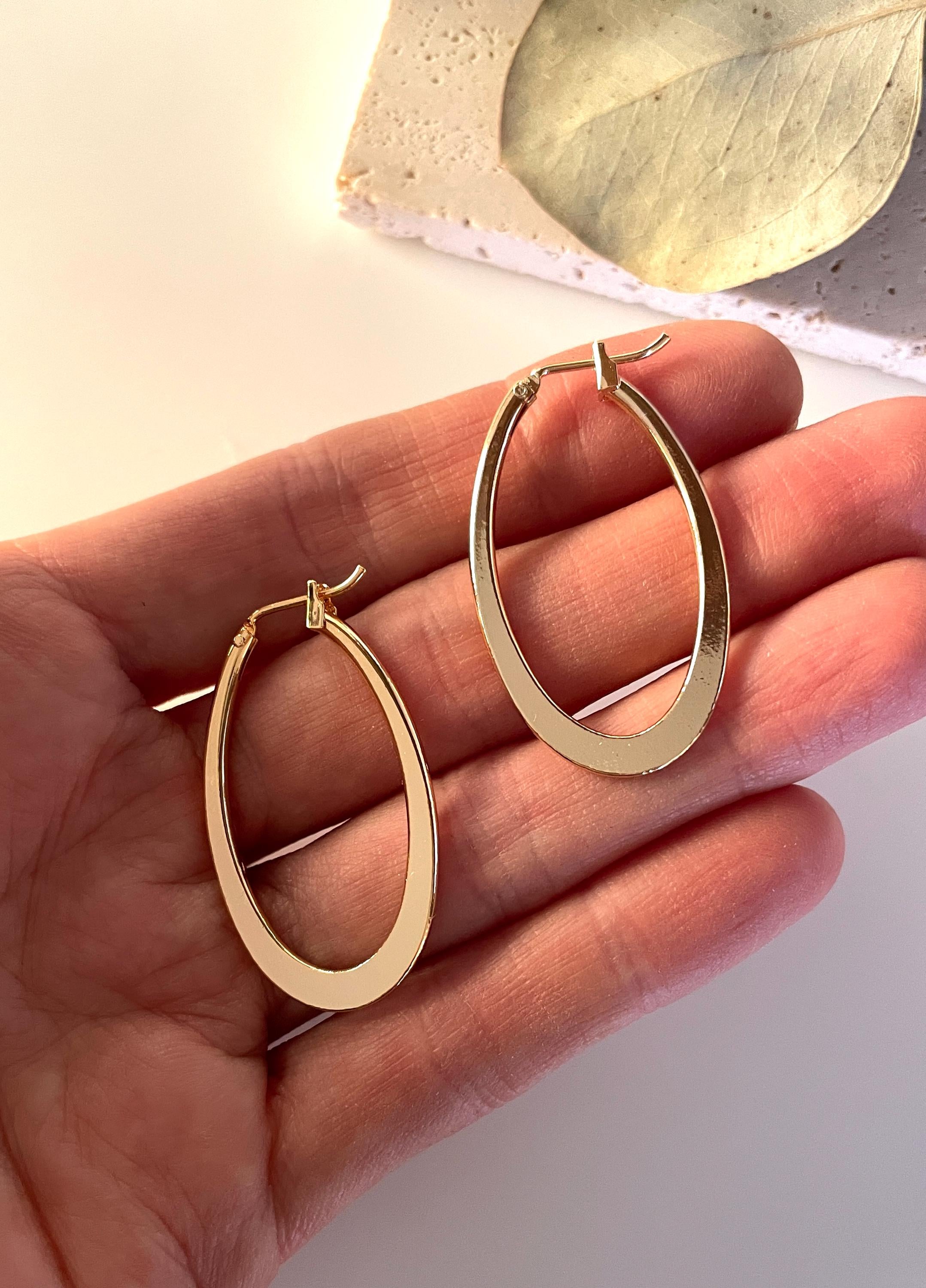 Large OVAL HOOP EARRINGS / gold oval hoops/ large gold hoops/ modern hoop earrings/statement hoops/ modern hoops/ gold hoops/ gold earrings