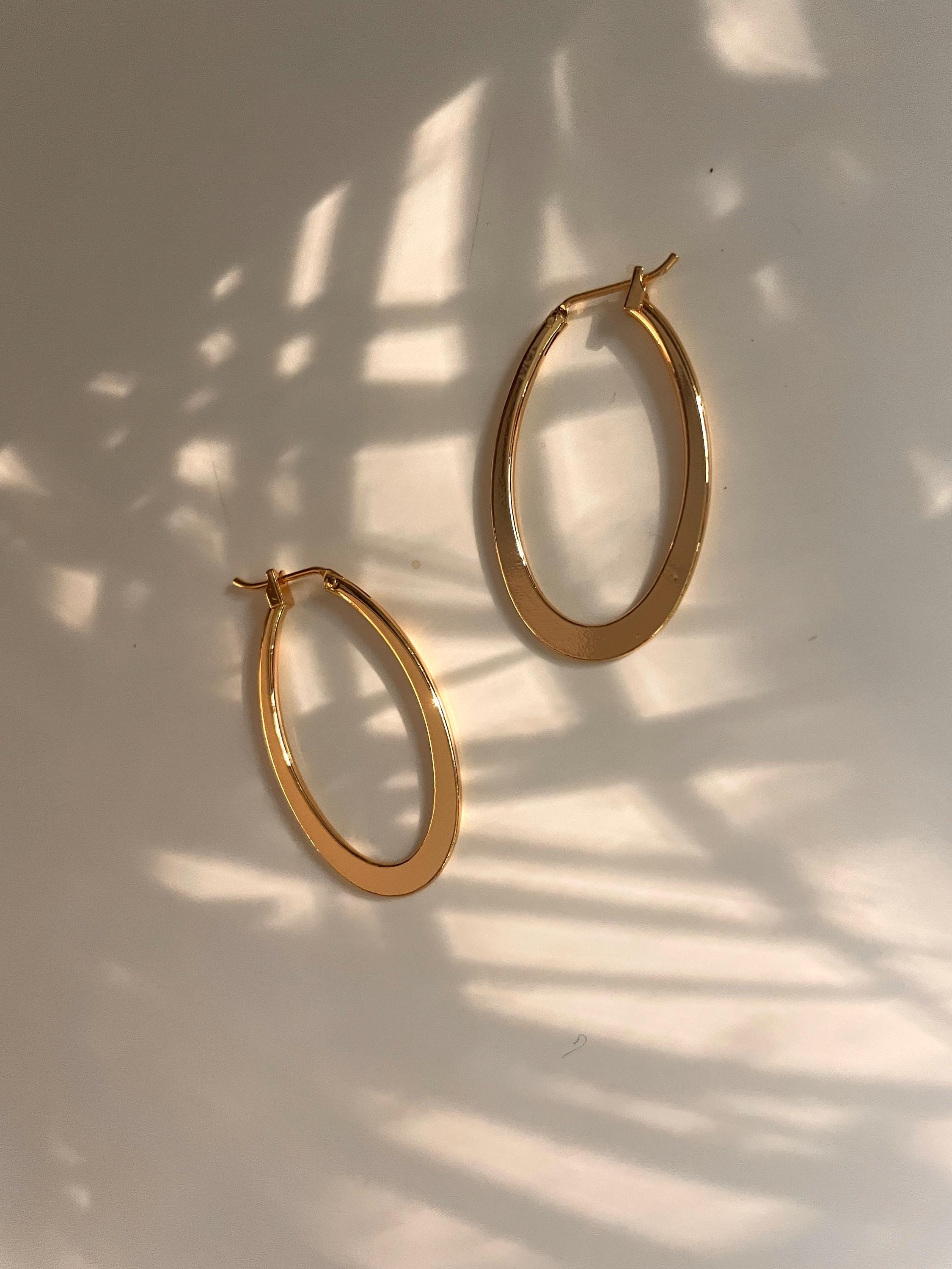 Large OVAL HOOP EARRINGS / gold oval hoops/ large gold hoops/ modern hoop earrings/statement hoops/ modern hoops/ gold hoops/ gold earrings