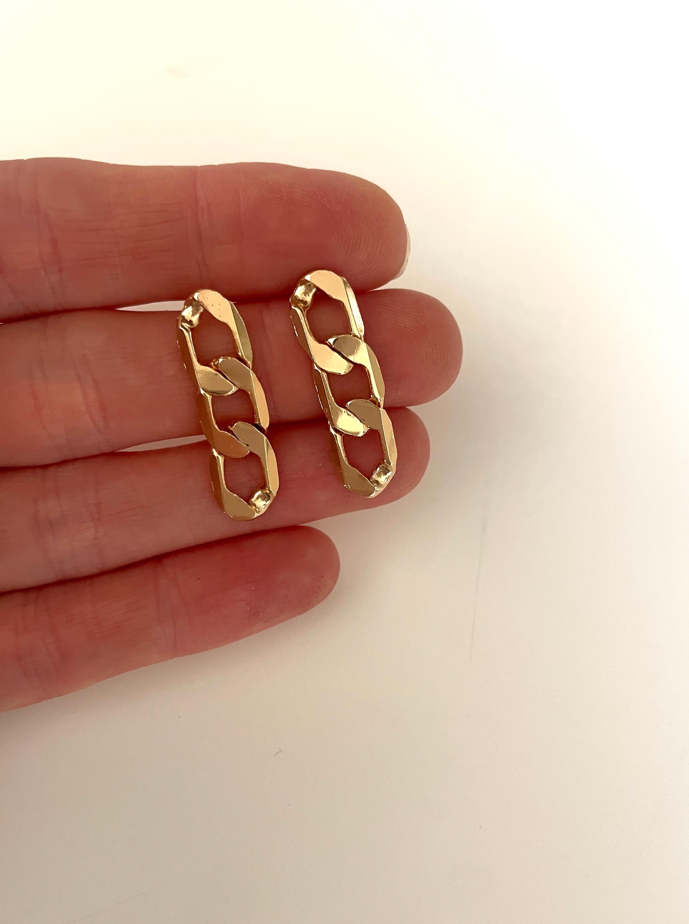 Large Chunky CURB CHAIN EARRINGS /gold chain earrings/ gold chain studs/ curb chain studs/ statement earrings/ statement studs