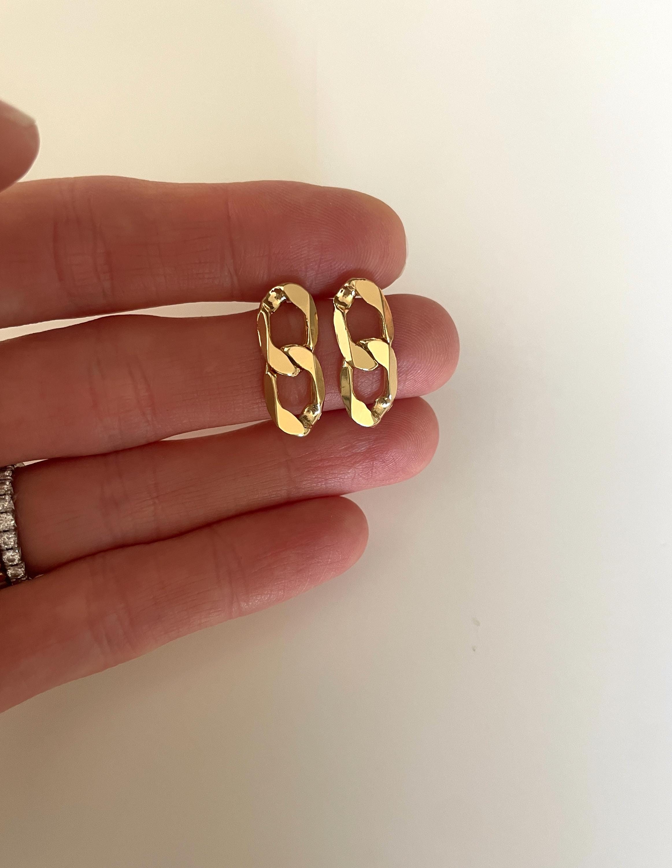 Large Chunky CURB CHAIN EARRINGS /gold chain earrings/ gold chain studs/ curb chain studs/ statement earrings/ statement studs