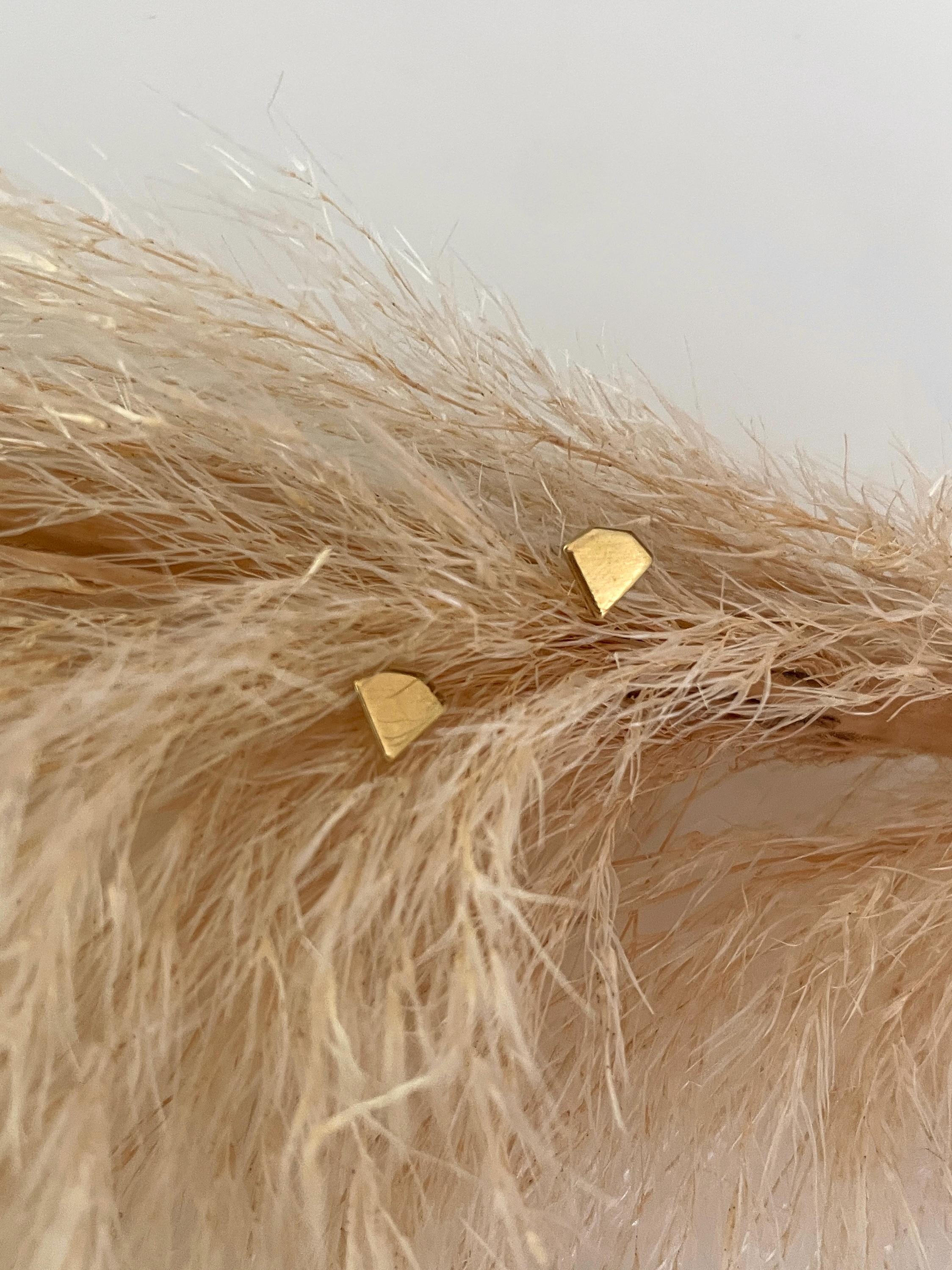 GEM DIAMOND STUDS/ minimalist studs /simple studs/simple earrings/diamond earrings /modern earrings/gold stud earrings/ geometric studs
