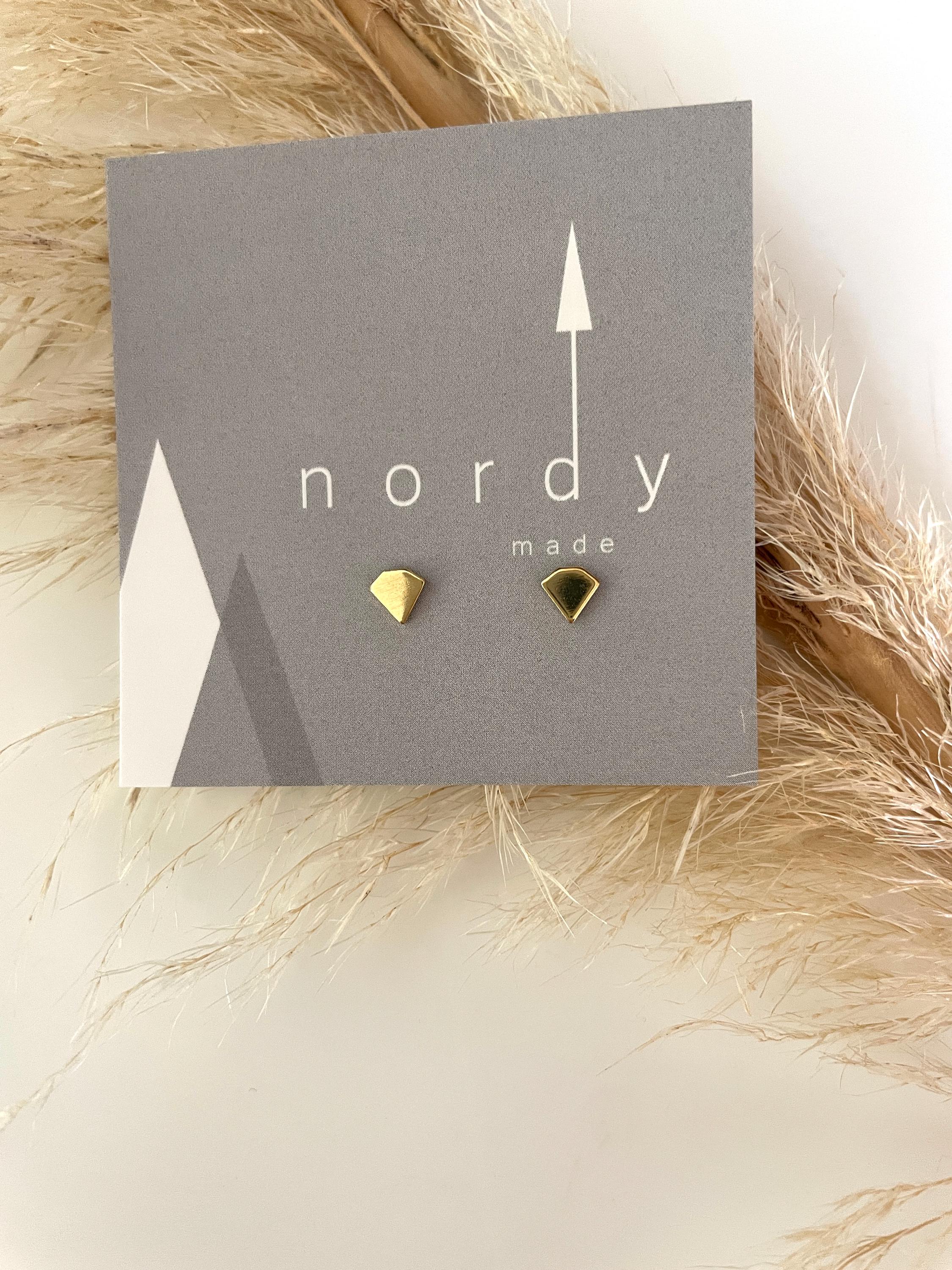 GEM DIAMOND STUDS/ minimalist studs /simple studs/simple earrings/diamond earrings /modern earrings/gold stud earrings/ geometric studs