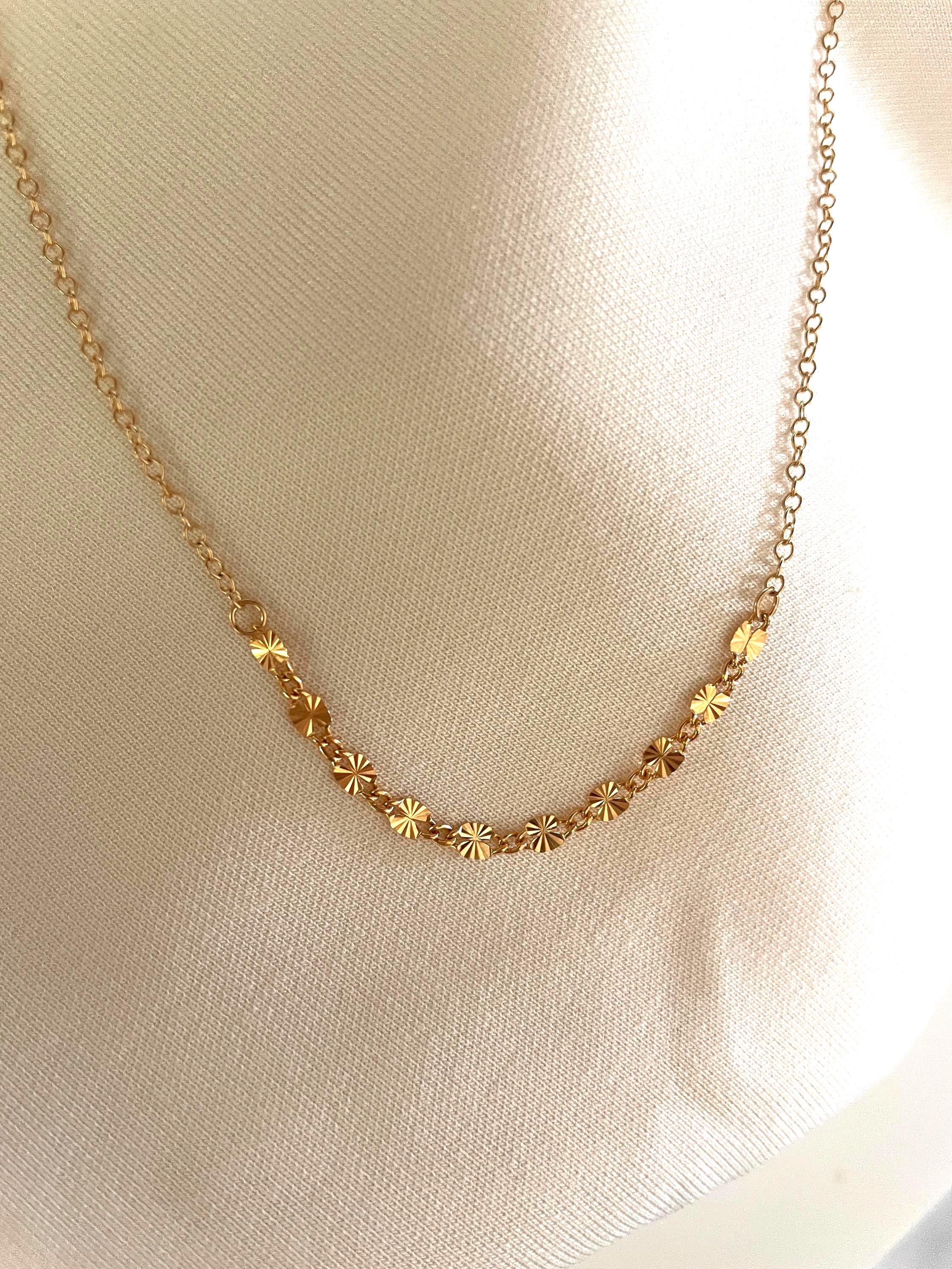 14K gold fill Dapped STARBURST CHAIN NECKLACE, Mixed chain sequins necklace, Choker, Dainty layering necklace, Gold minimalist necklace