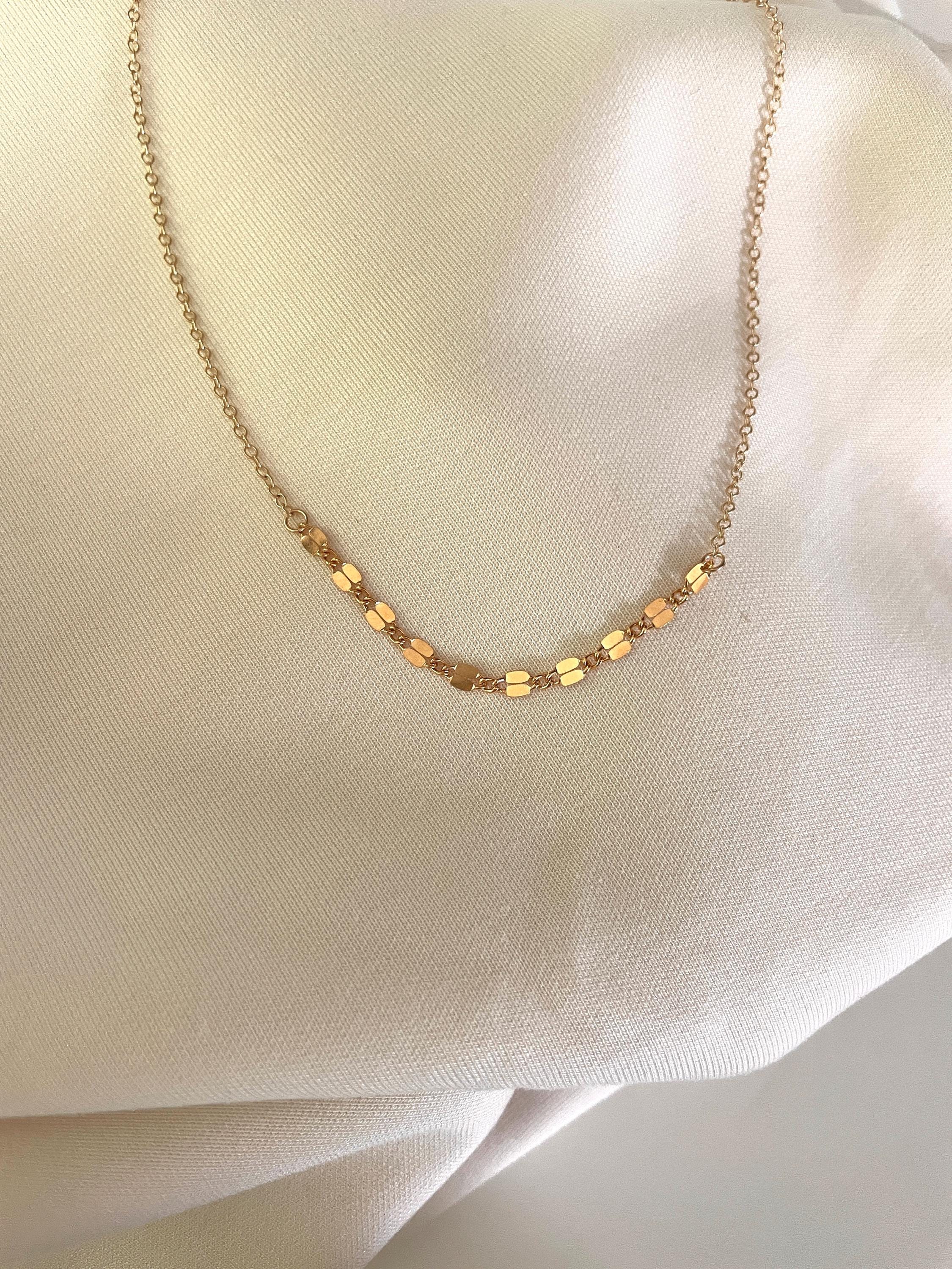 14K gold fill Dapped STARBURST CHAIN NECKLACE, Mixed chain sequins necklace, Choker, Dainty layering necklace, Gold minimalist necklace