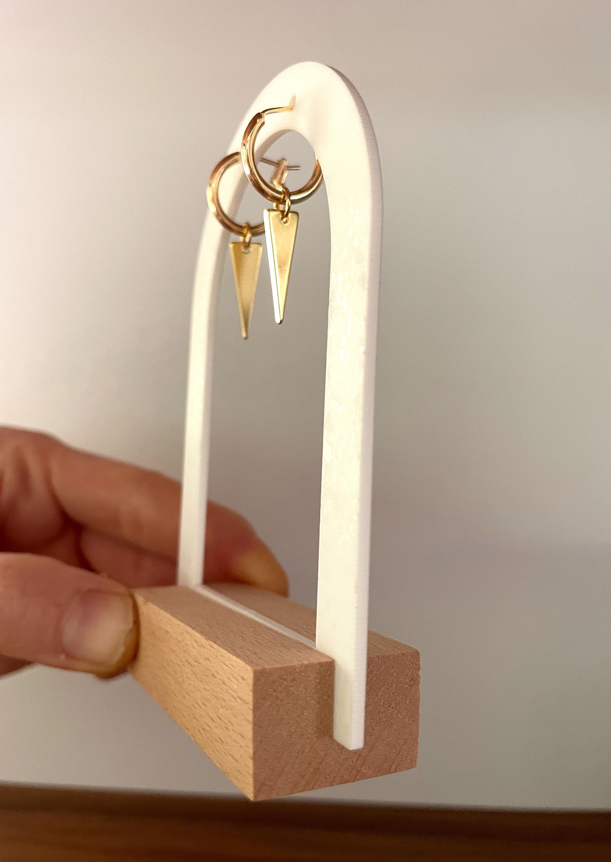 DAGGER HOOP charm EARRINGS / spike charm earrings/ gold hoops/ hoop charms/ gold triangle earrings/ gold hoop earrings/ gold spike hoops