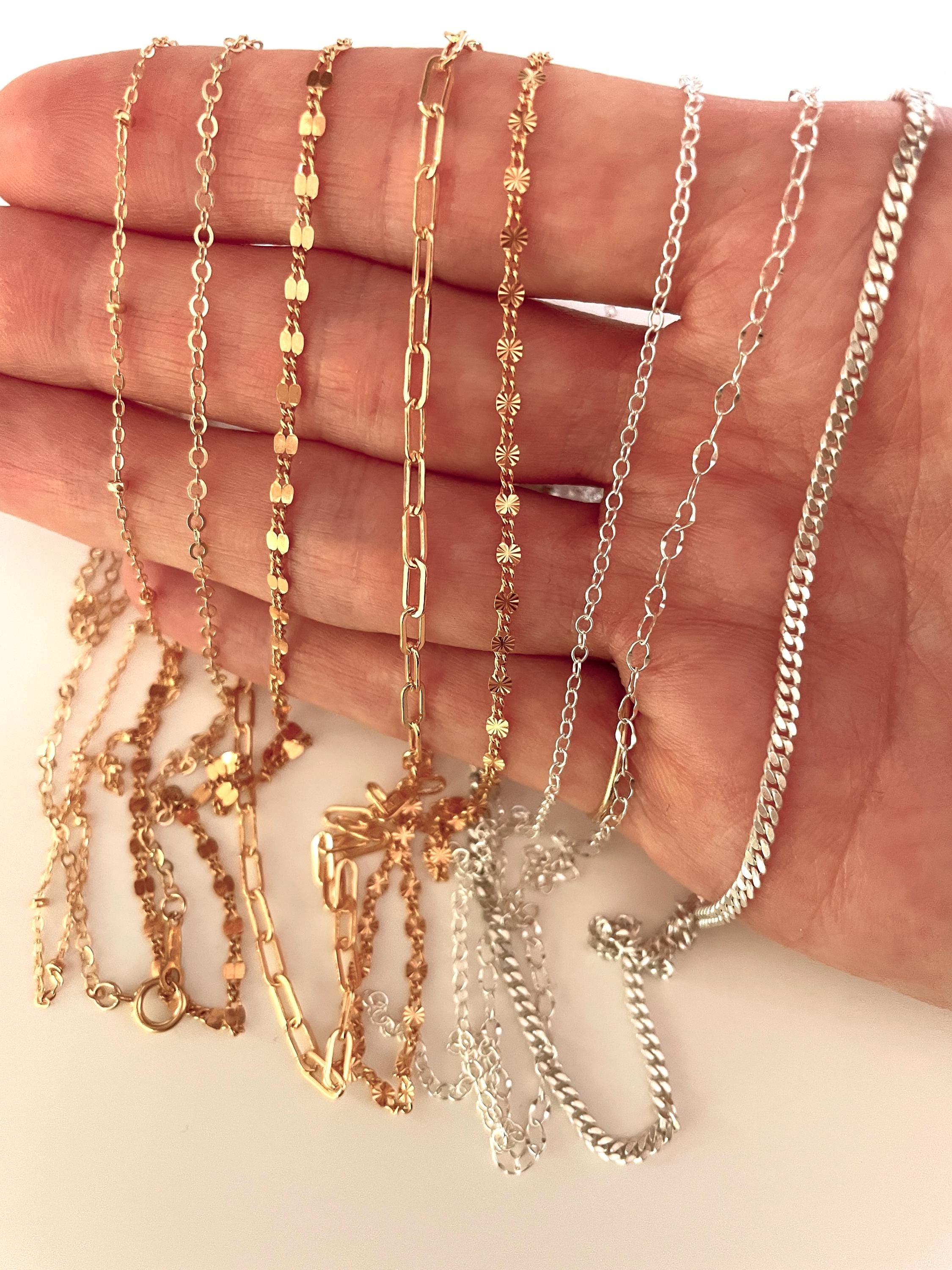 14K GOLD FILL NECKLACE chain, paperclip necklace, Choker, Layering Necklace, Sterling silver curb chain, Minimalist necklace