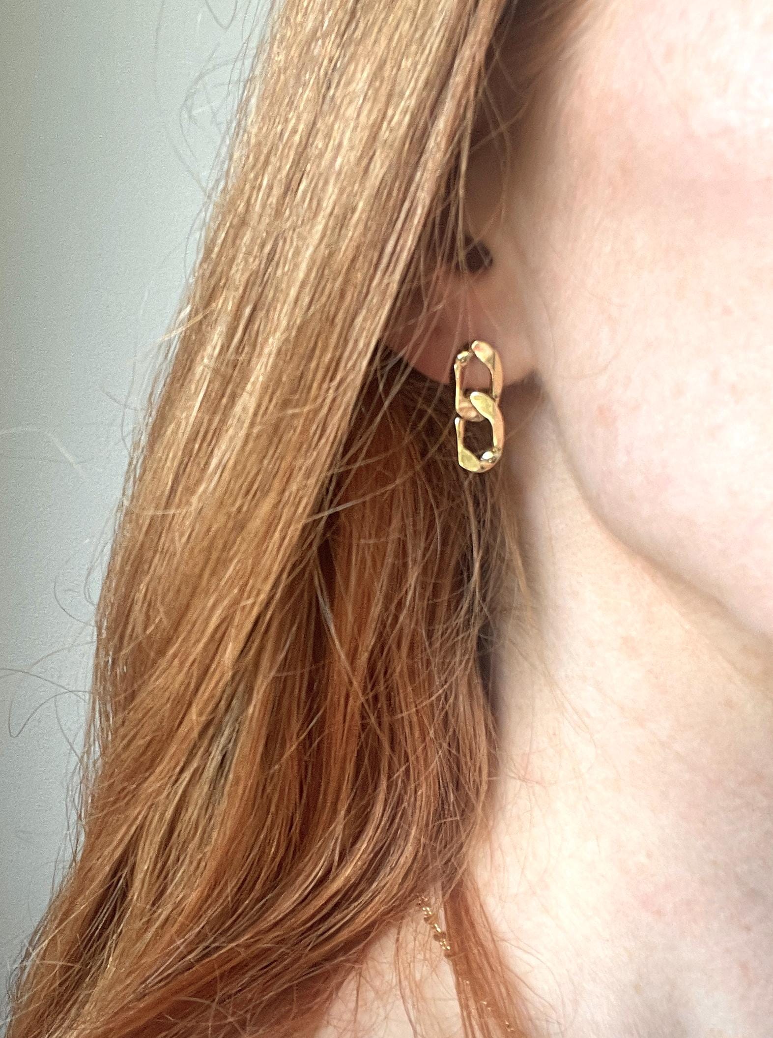 Large Chunky CURB CHAIN EARRINGS /gold chain earrings/ gold chain studs/ curb chain studs/ statement earrings/ statement studs
