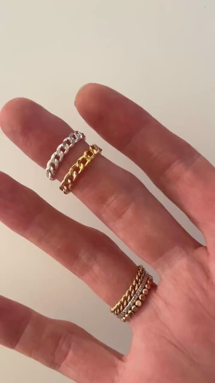 Ren 14k GOLD Fill chunky curb CHAIN RING /sterling silver chain ring/ gold fill stacking ring/ gold statement ring/ chunky stacking ring