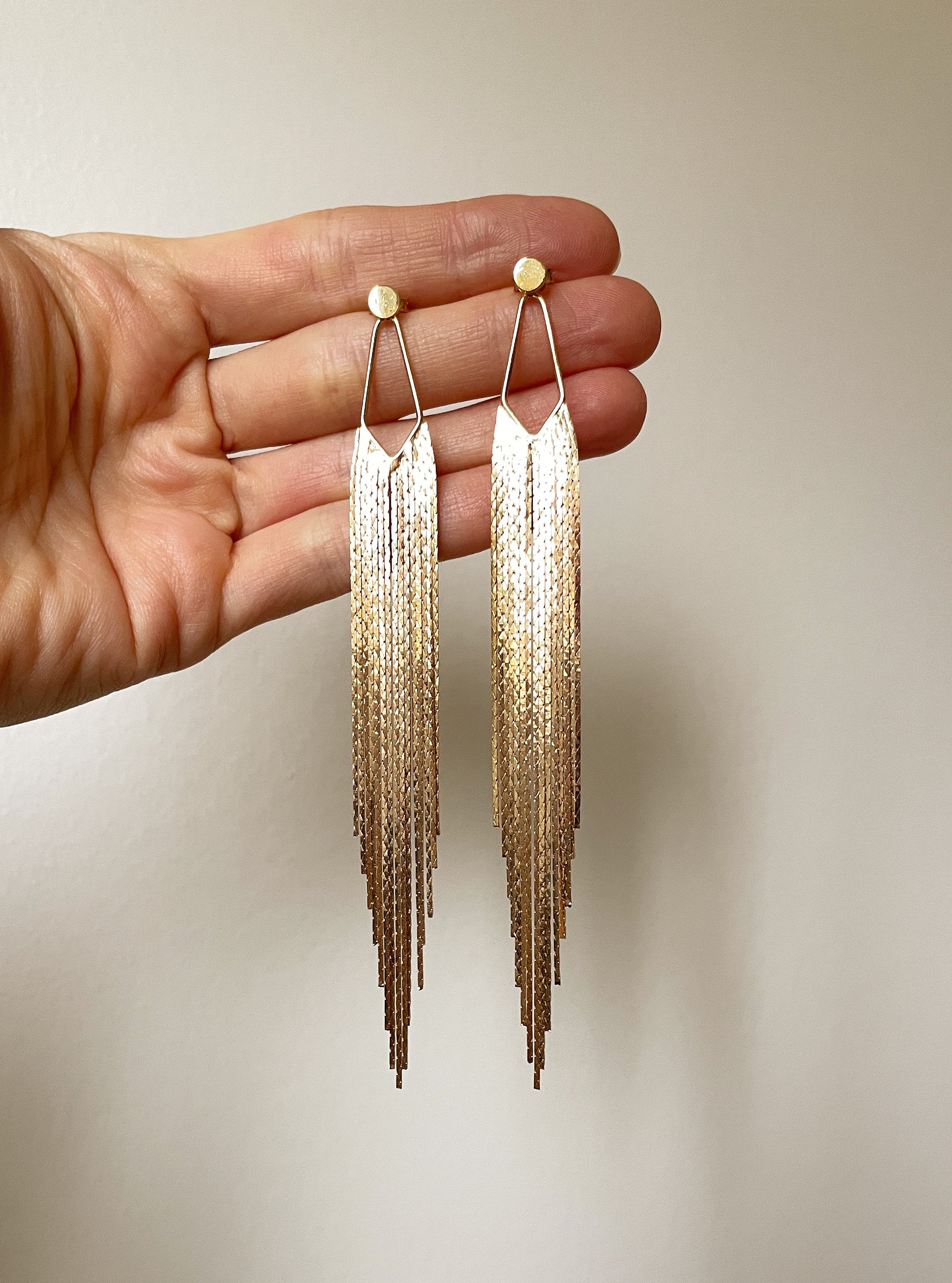 Tansy Tassle FRINGE EAR JACKETS/ boho earrings/ gold fringe drop earrings/ gold tassle earrings/ silver dangle earrings/art deco earrings