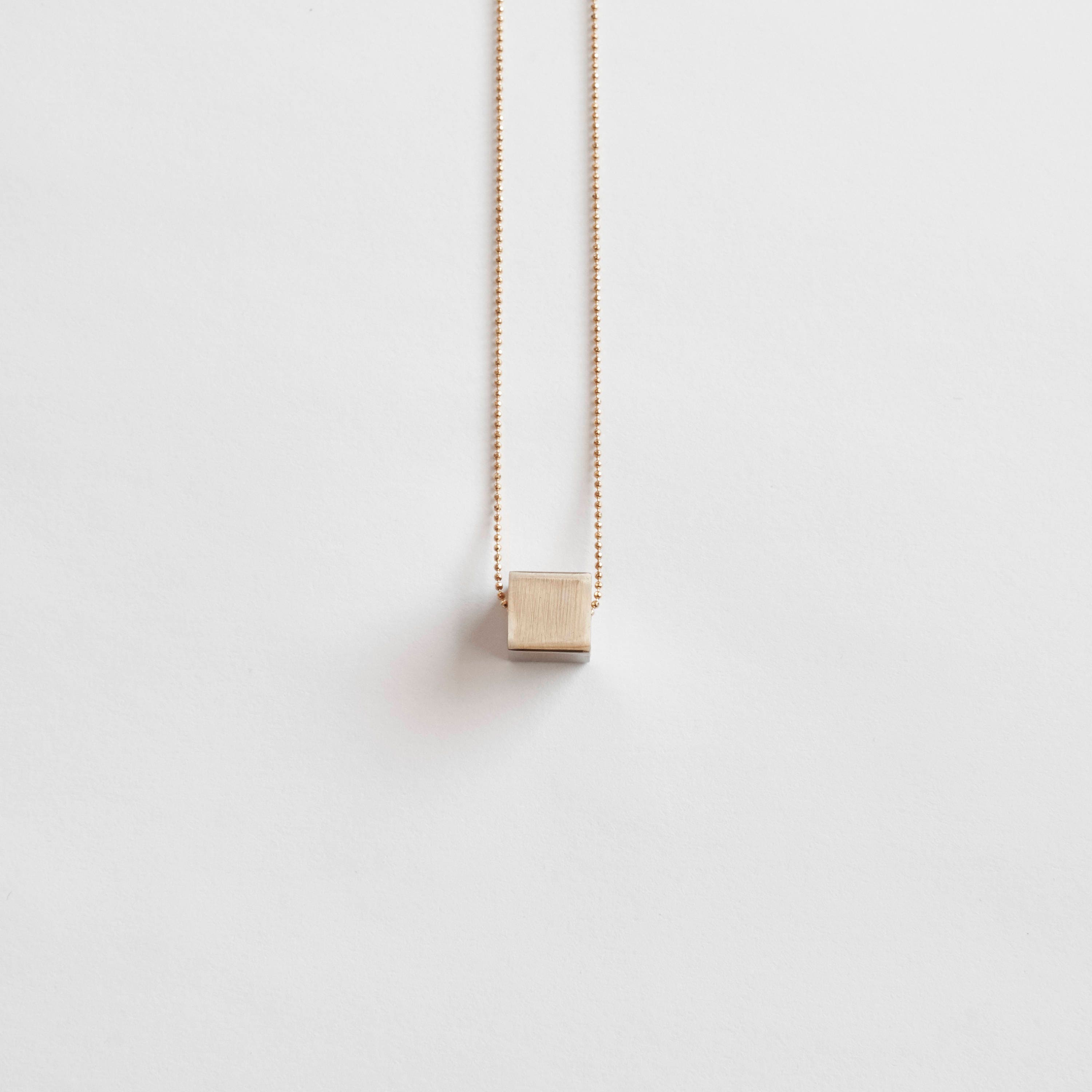 KLAR solid BRASS CUBE necklace/minimalist necklace/long necklace/geometric necklace/valentines gift/modern necklace/nordymade/nordy