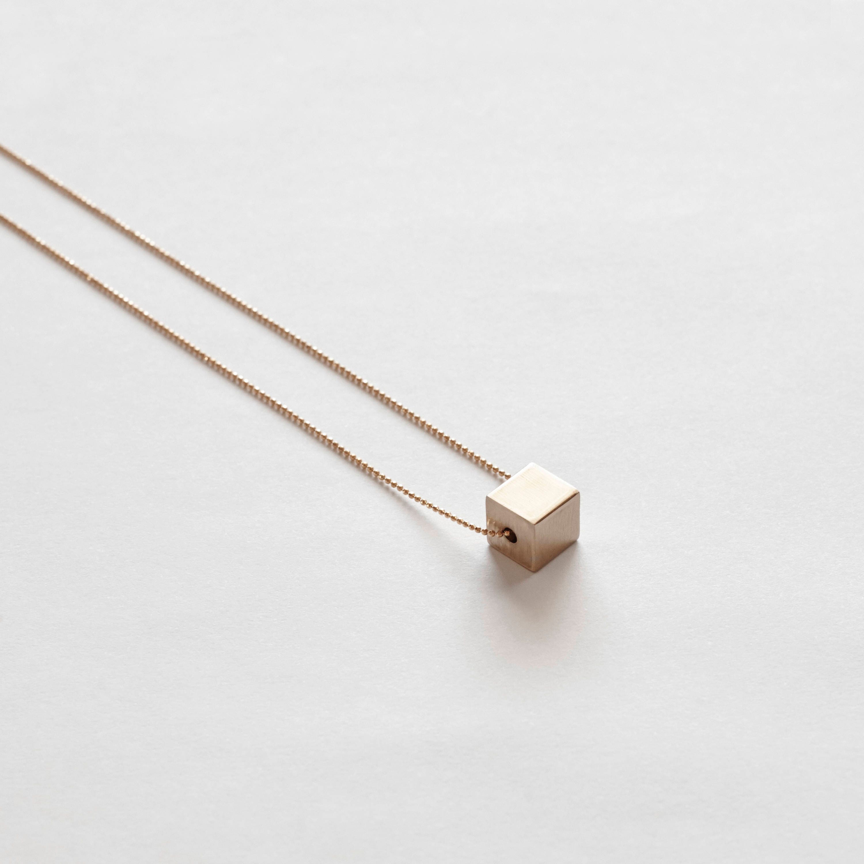 KLAR solid BRASS CUBE necklace/minimalist necklace/long necklace/geometric necklace/valentines gift/modern necklace/nordymade/nordy