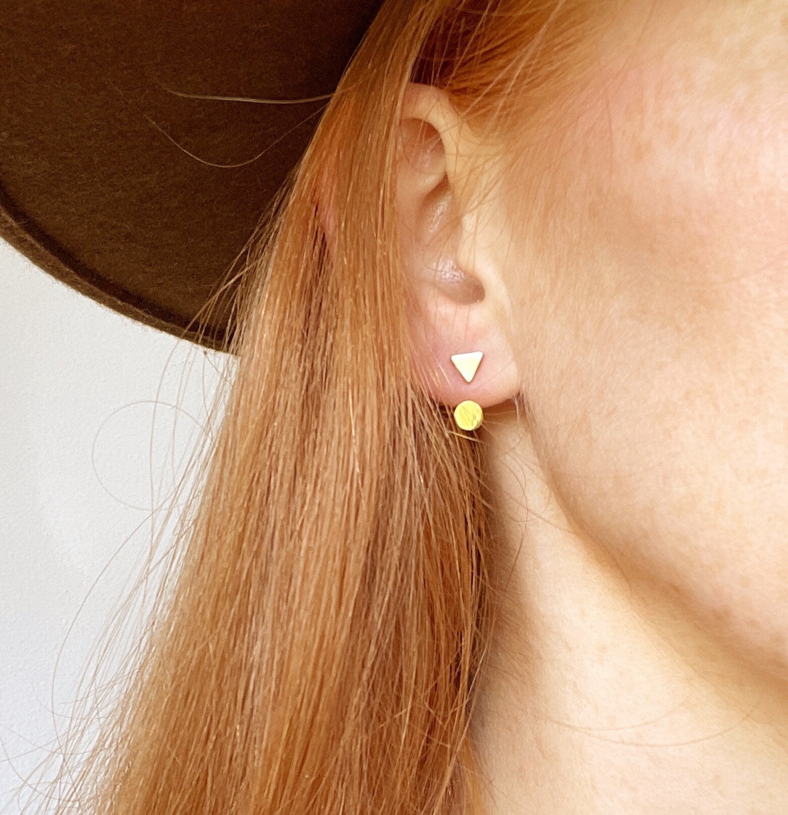 IDA triangle ear jacket earrings