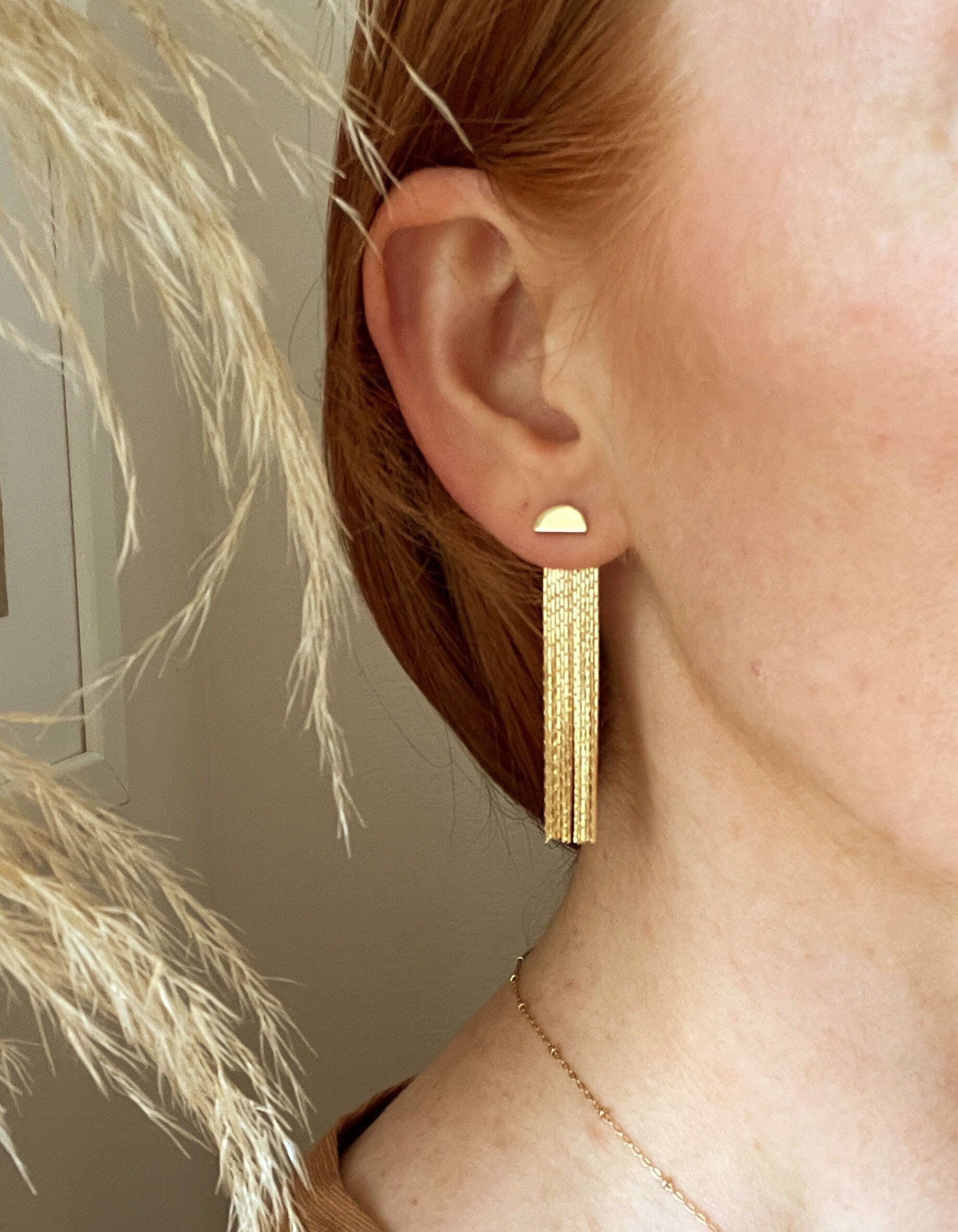 MAZZY fringe ear jacket earrings