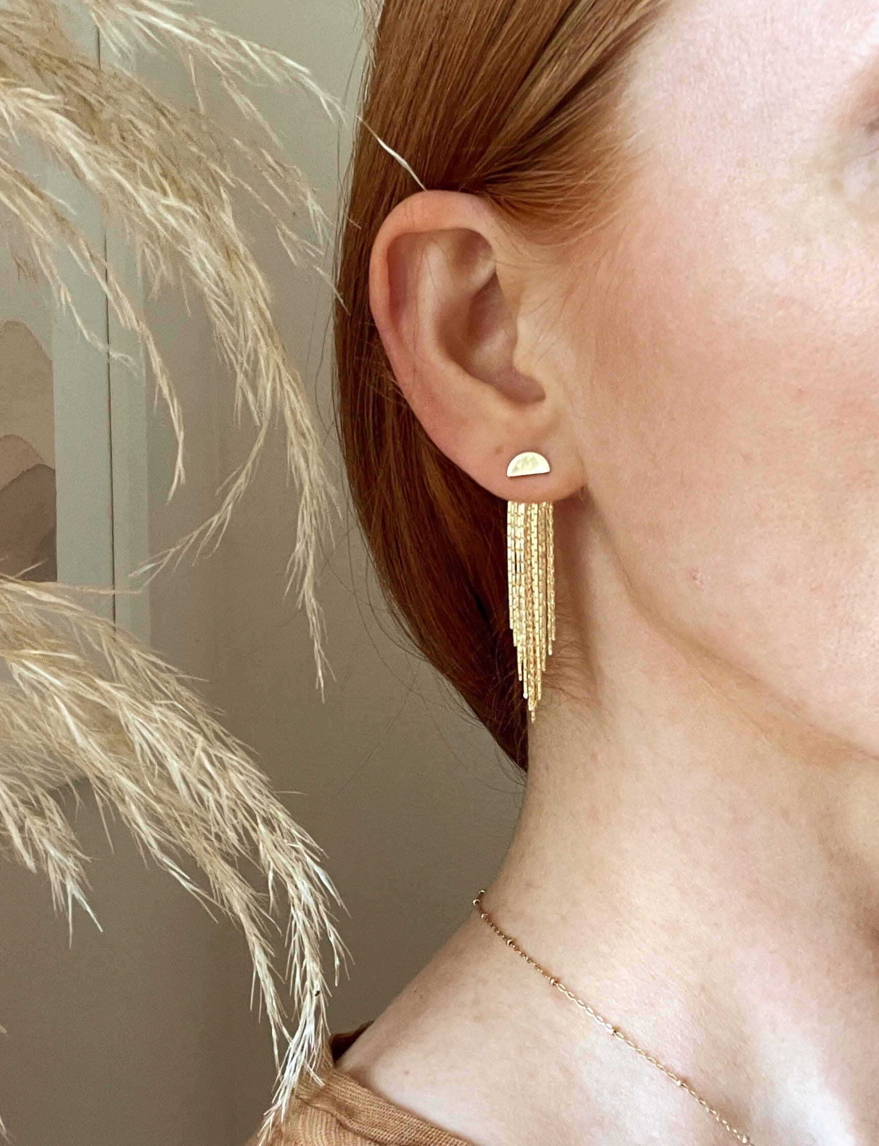 MAZZY fringe ear jacket earrings