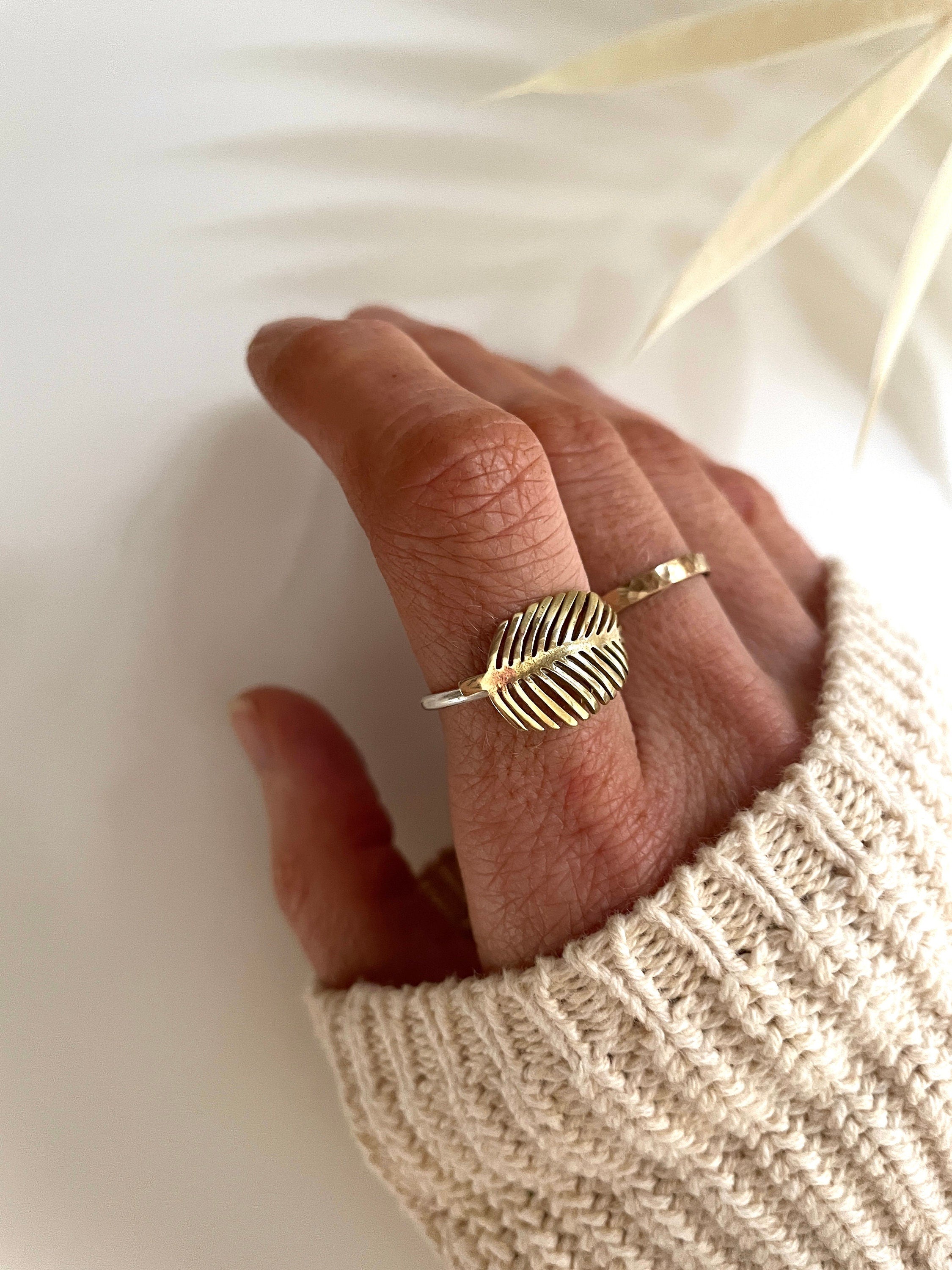 Runa minimalist PALM LEAF RING /organic gold ring/ dainty ring/ statement ring/ boho ring/ modern ring/ minimalist gold ring/ silver ring