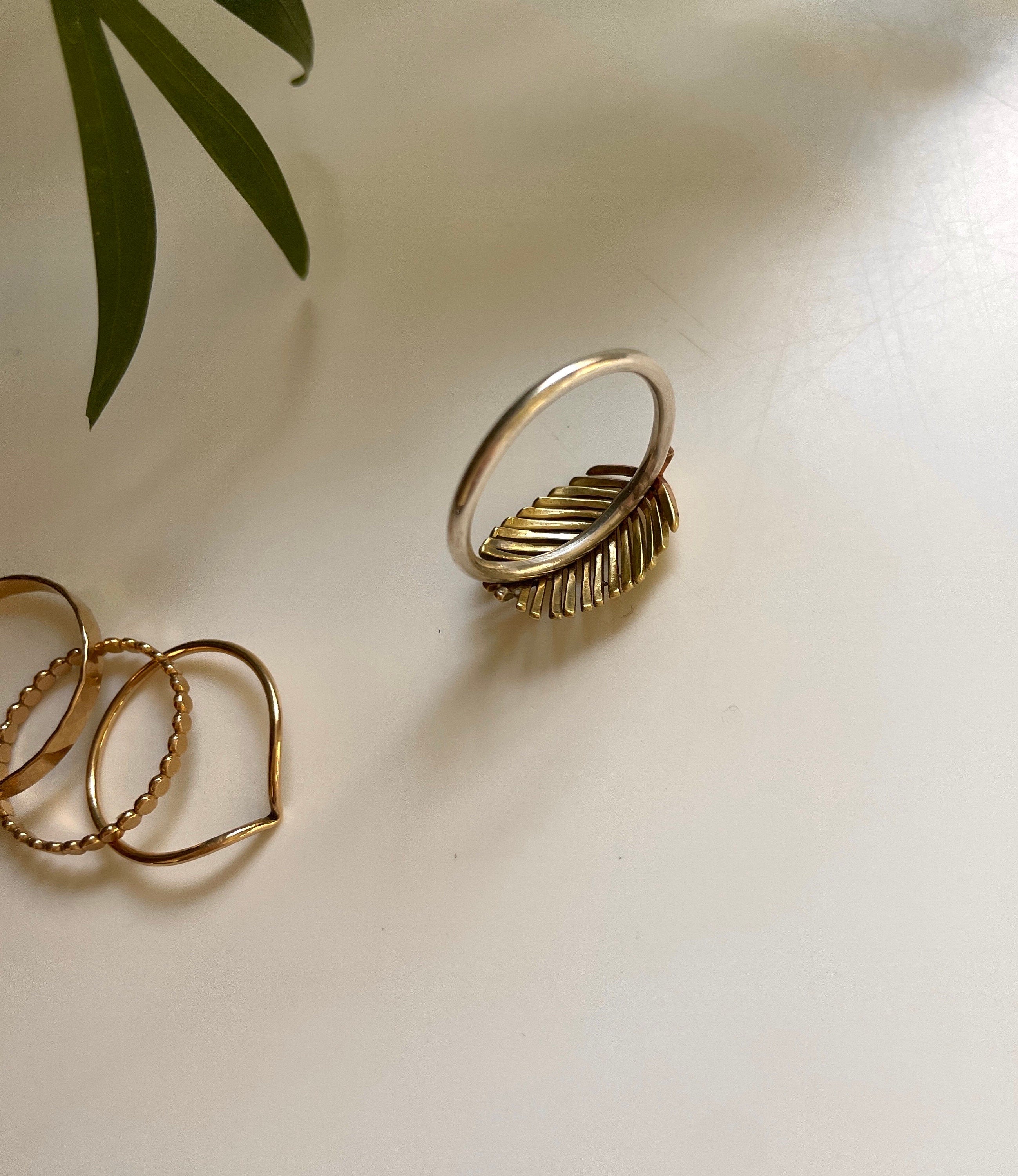 Runa minimalist PALM LEAF RING /organic gold ring/ dainty ring/ statement ring/ boho ring/ modern ring/ minimalist gold ring/ silver ring