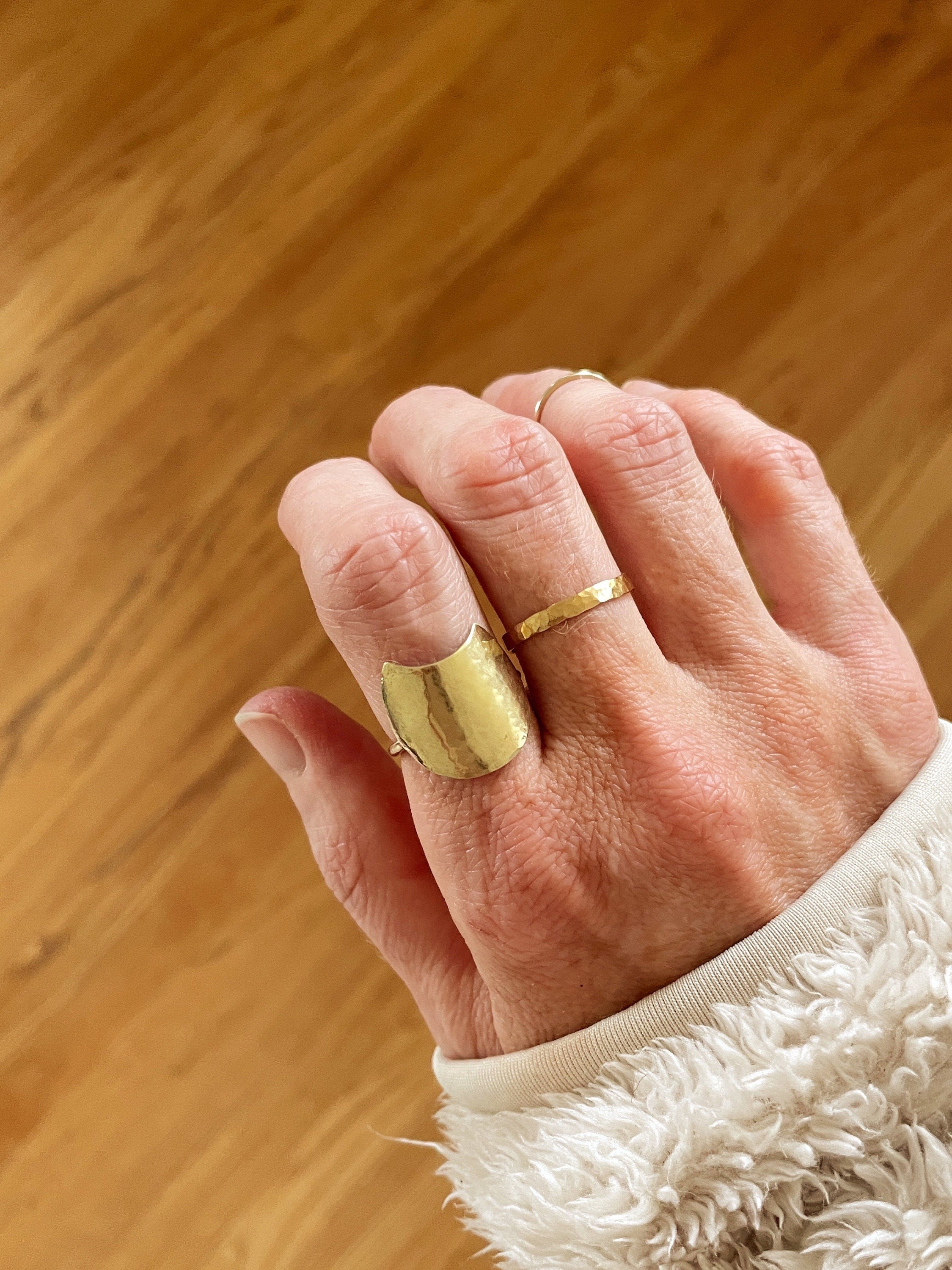 SVEA hammered shield SADDLE RING/ minimalist ring/statement ring/ boho ring/hammered disc ring/ boho ring/ modern ring/ gold disc ring