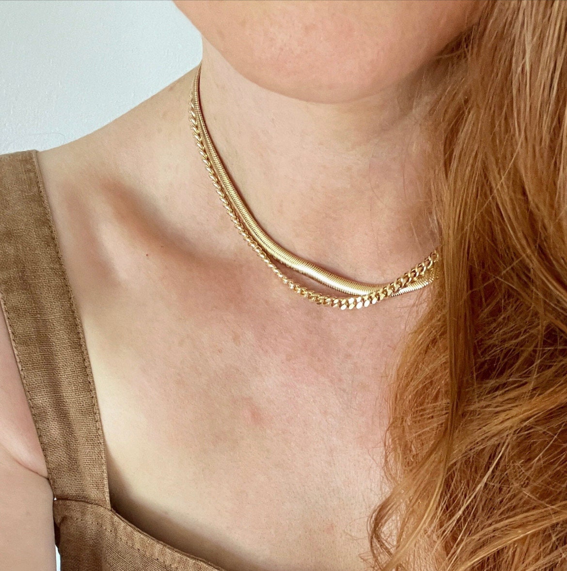 Cait CUBAN CURB CHAIN necklace/ layering necklace/gold curb necklace/ gold chunky chain/ chunky necklace/ chunky gold layering chain