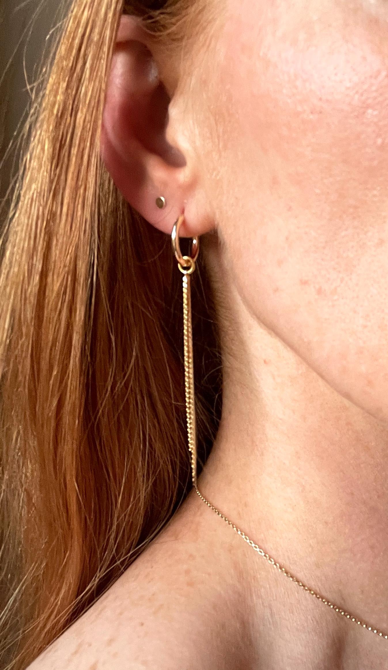 Elanie Tassel FRINGE HOOP EARRINGS / gold hoops/ hoop charms/ gold tassel earrings/ silver dangle earrings /minimalist earrings