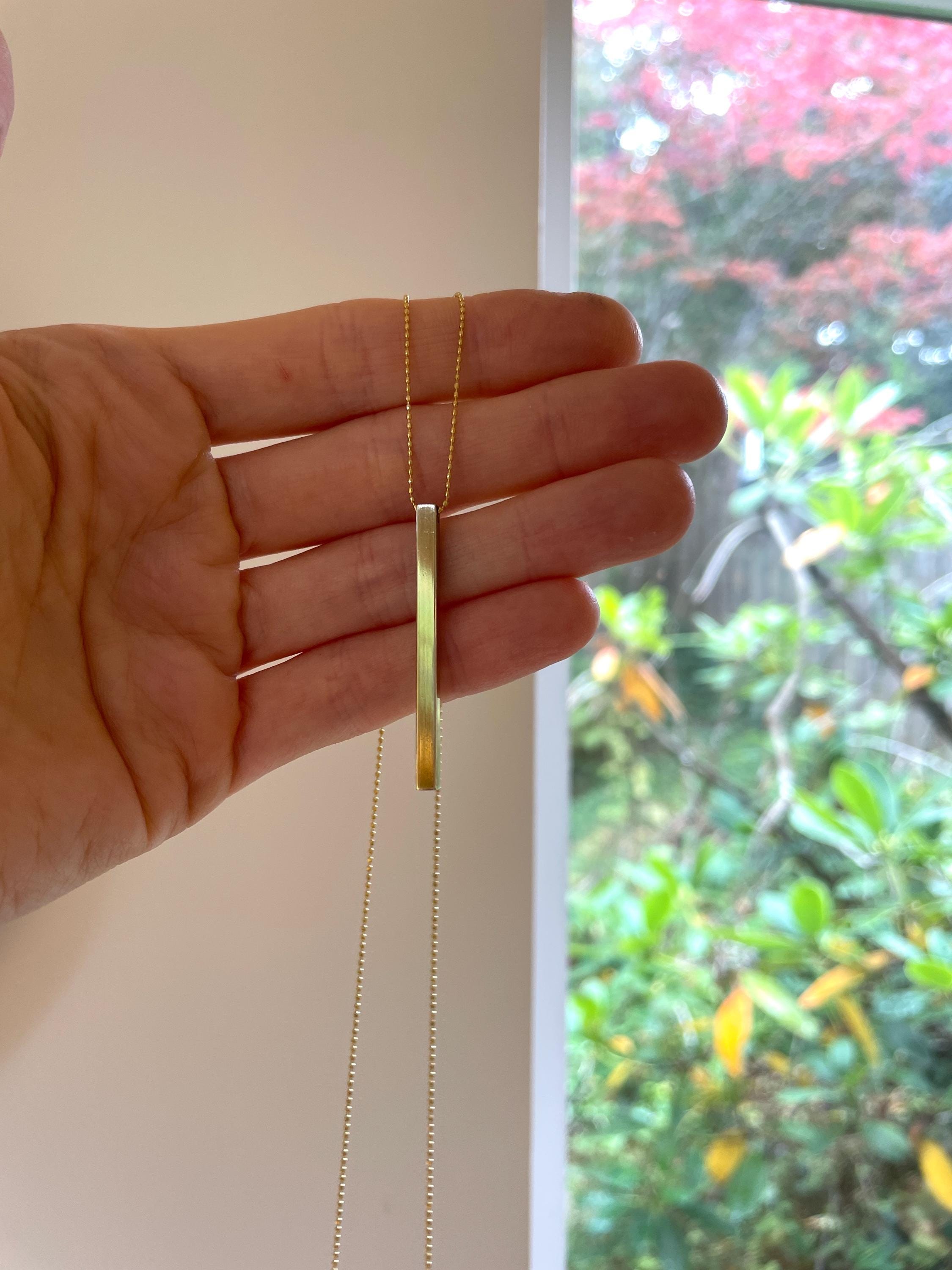 Laney solid brass RECTANGLE BAR NECKLACE/minimalist necklace/long necklace/geometric pendant necklace friendship jewelry /modern necklace
