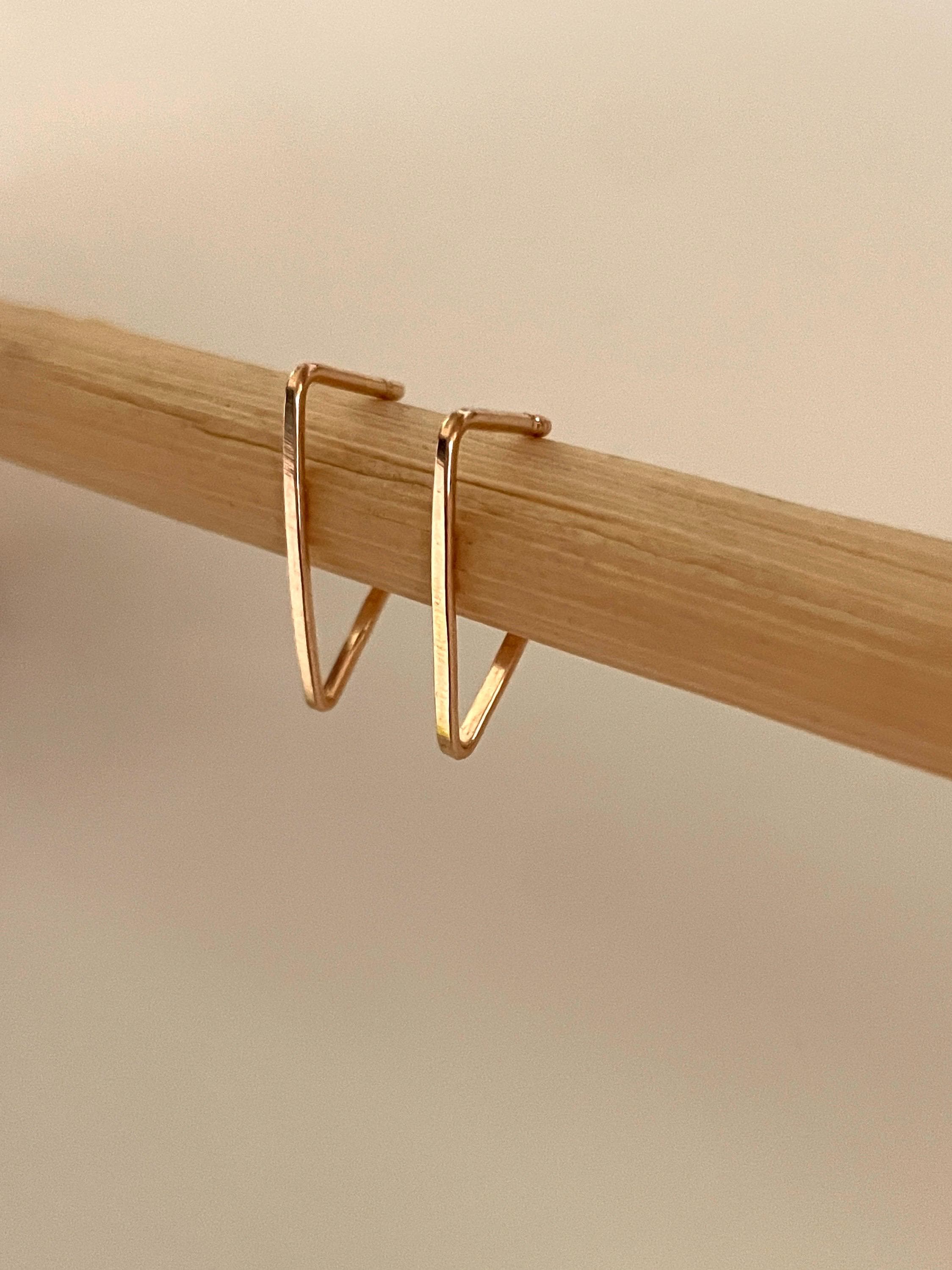 Minimalist GOLD TRIANGLE HOOPS/ 14k gold fill hoops/ modern earrings/ diamond hoops/ simple hoops/ waterproof earrings/ triangle earrings