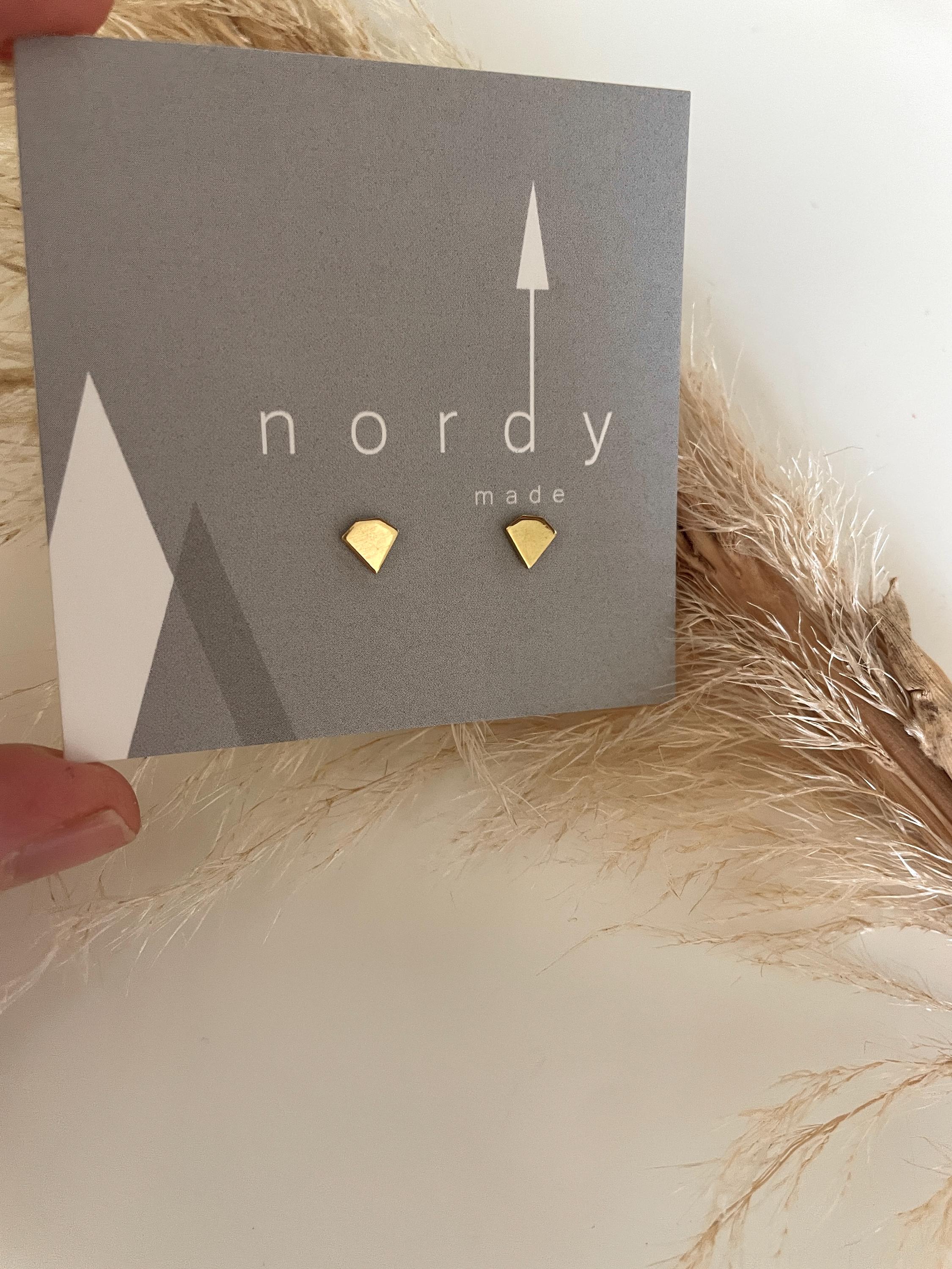 GEM DIAMOND STUDS/ minimalist studs /simple studs/simple earrings/diamond earrings /modern earrings/gold stud earrings/ geometric studs