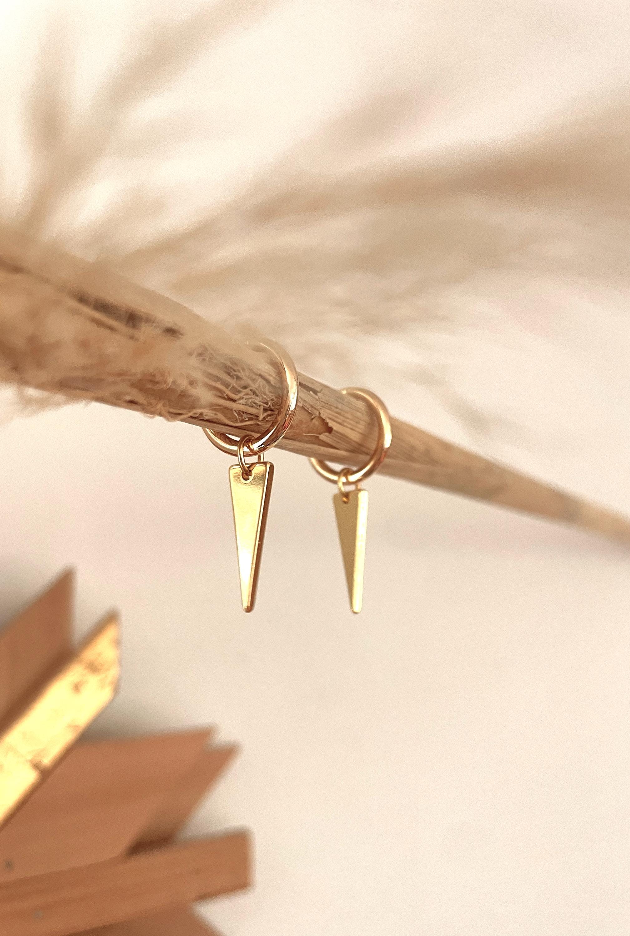 DAGGER HOOP charm EARRINGS / spike charm earrings/ gold hoops/ hoop charms/ gold triangle earrings/ gold hoop earrings/ gold spike hoops