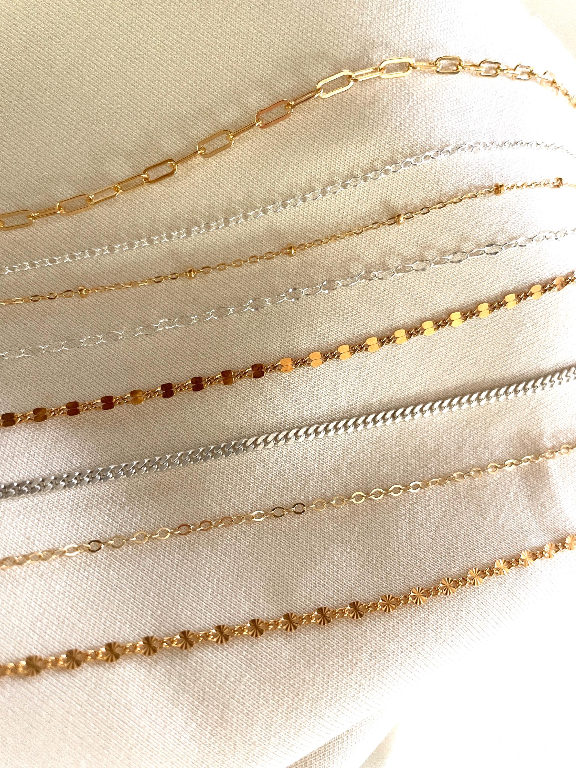 14K GOLD FILL NECKLACE chain, paperclip necklace, Choker, Layering Necklace, Sterling silver curb chain, Minimalist necklace