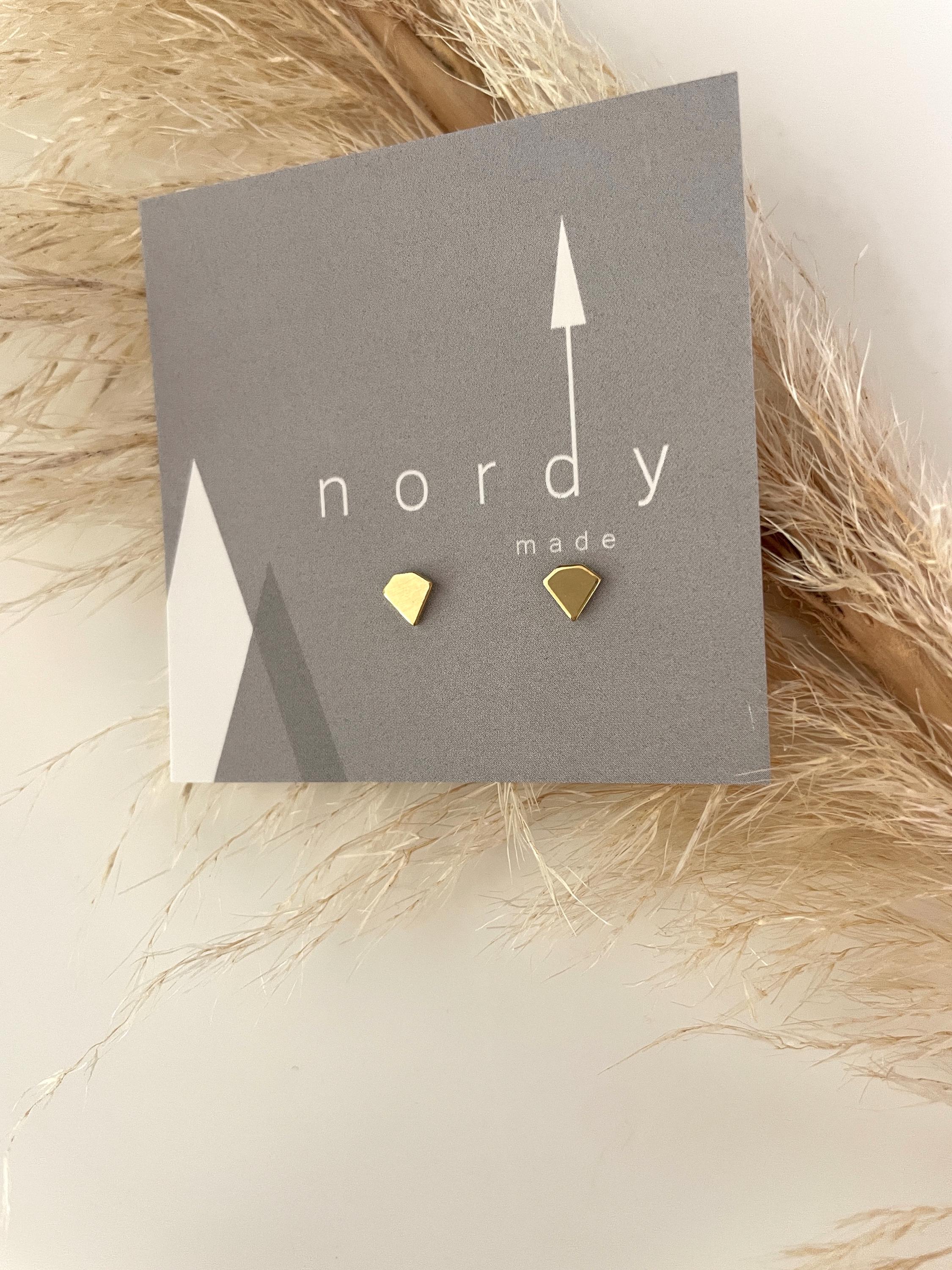 GEM DIAMOND STUDS/ minimalist studs /simple studs/simple earrings/diamond earrings /modern earrings/gold stud earrings/ geometric studs