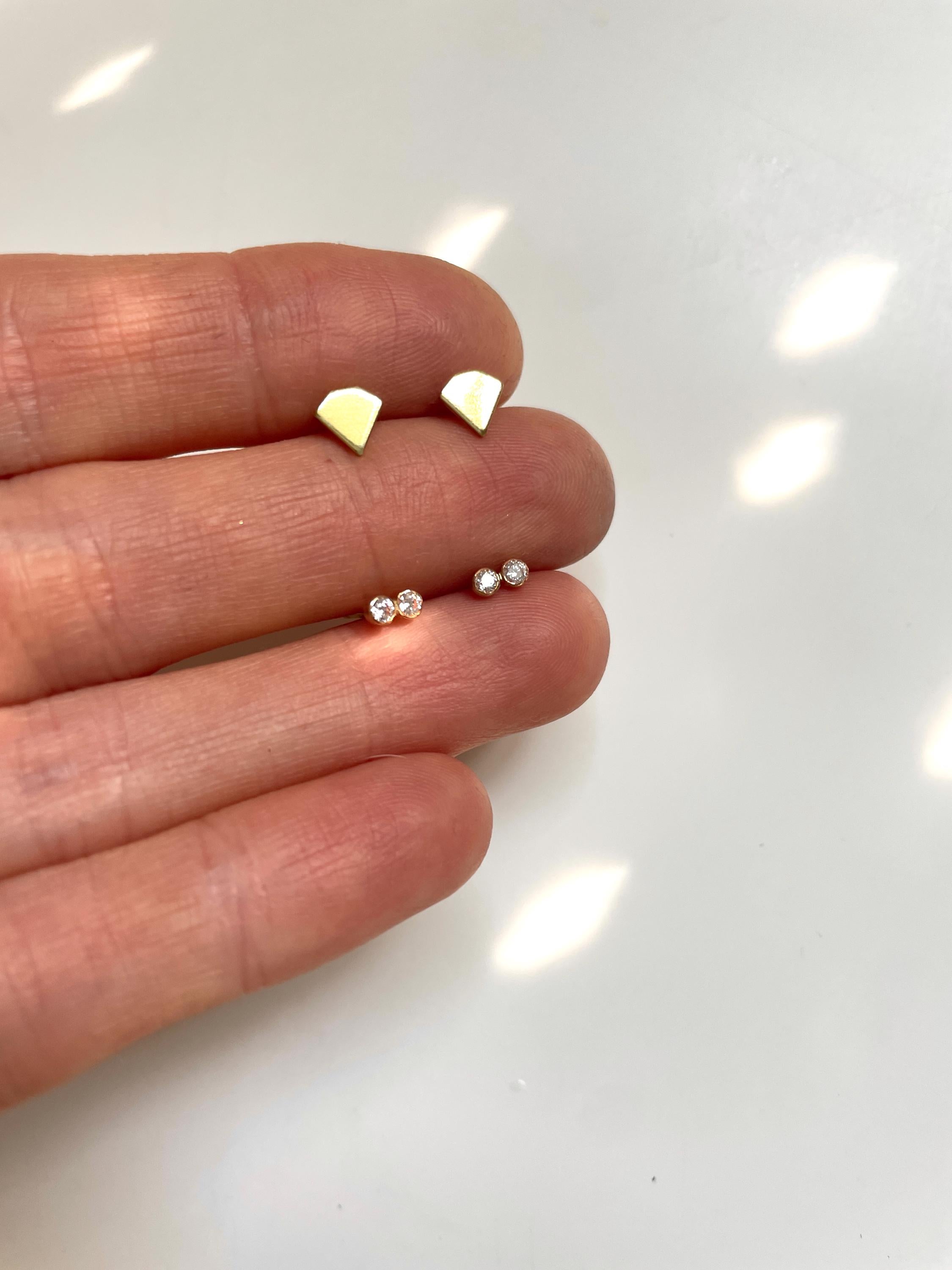 GEM DIAMOND STUDS/ minimalist studs /simple studs/simple earrings/diamond earrings /modern earrings/gold stud earrings/ geometric studs