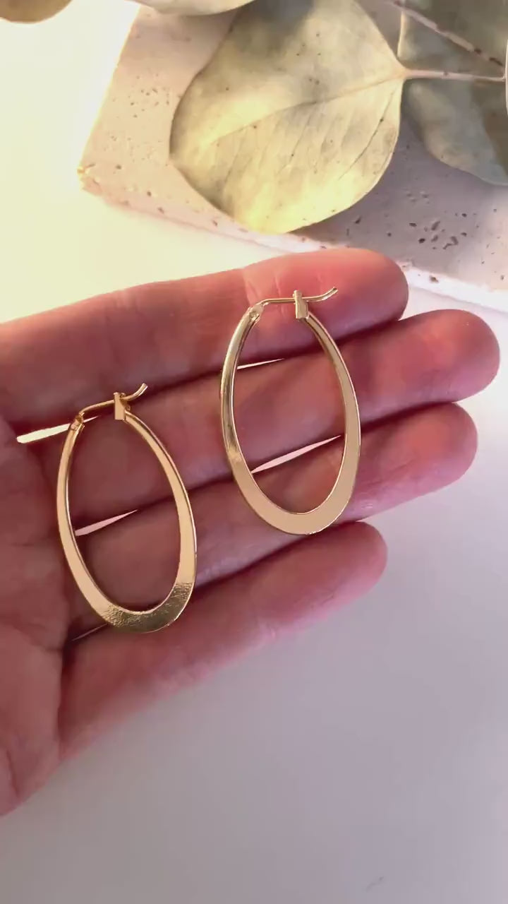 Large OVAL HOOP EARRINGS / gold oval hoops/ large gold hoops/ modern hoop earrings/statement hoops/ modern hoops/ gold hoops/ gold earrings